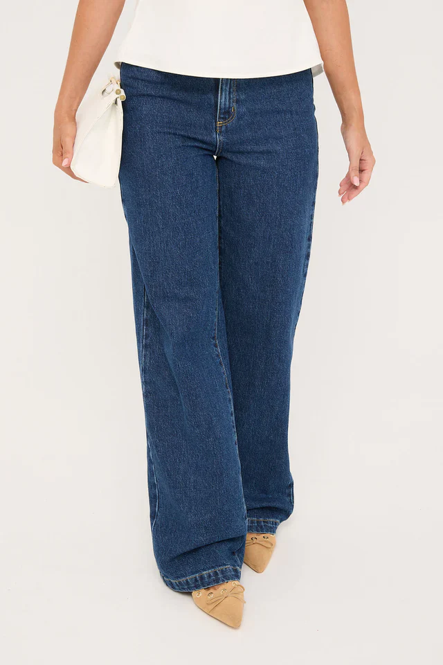 94 High Wide Tara Mid Blue Denim Jean - Image 3