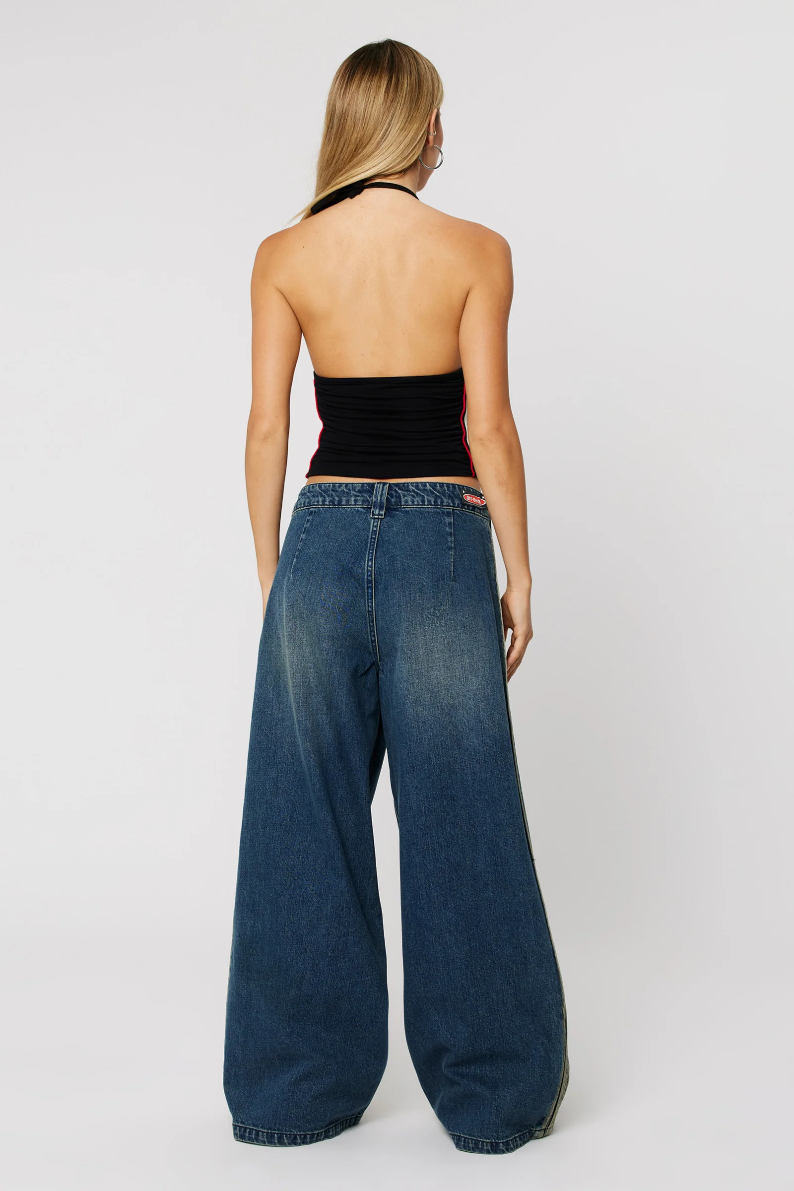 99 Melanie Blue Mega Wide Baggy Side Stripe Low Rise Jean - Image 3
