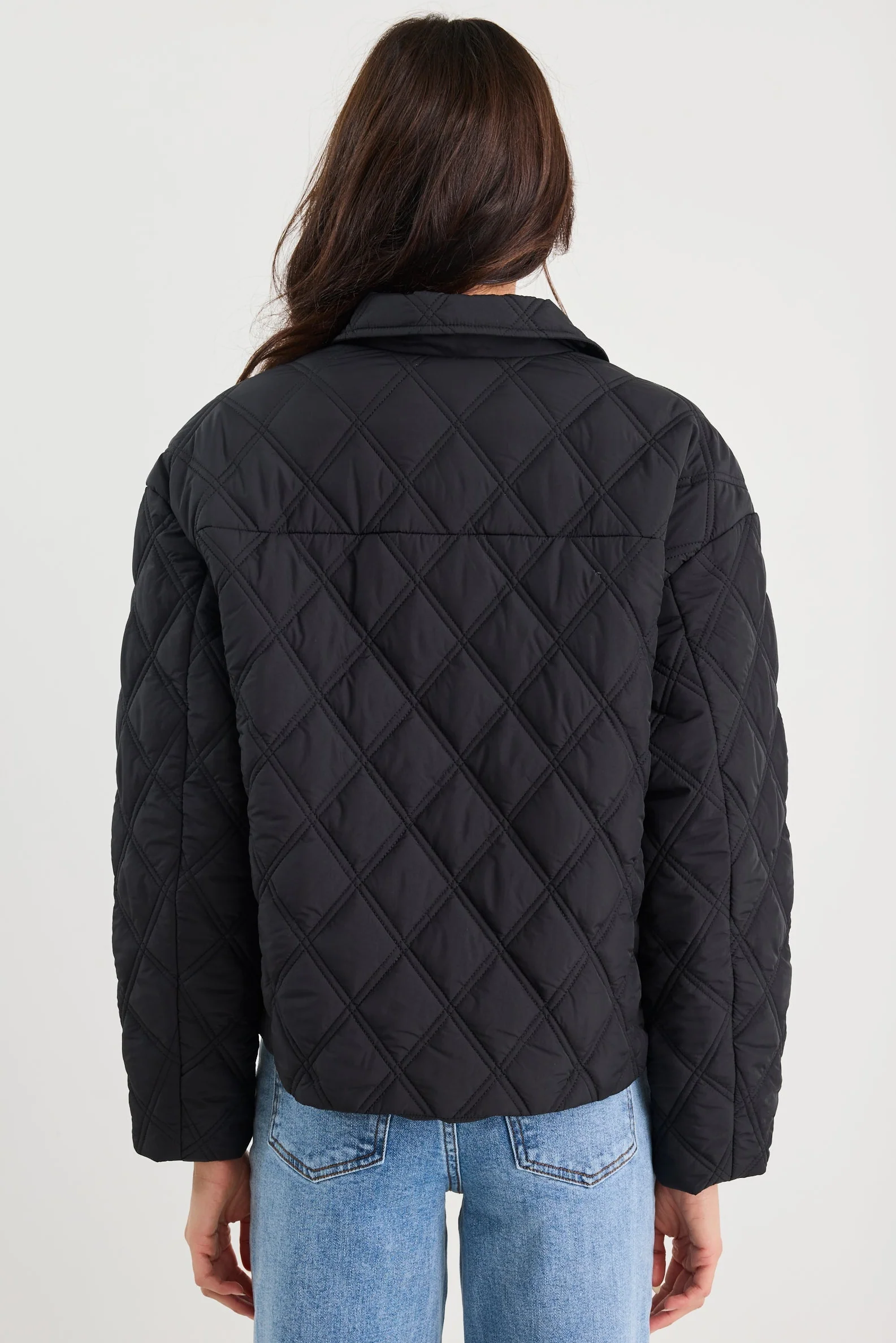 Absolute Black Collared Quilted Puffer Jacket - Image 8