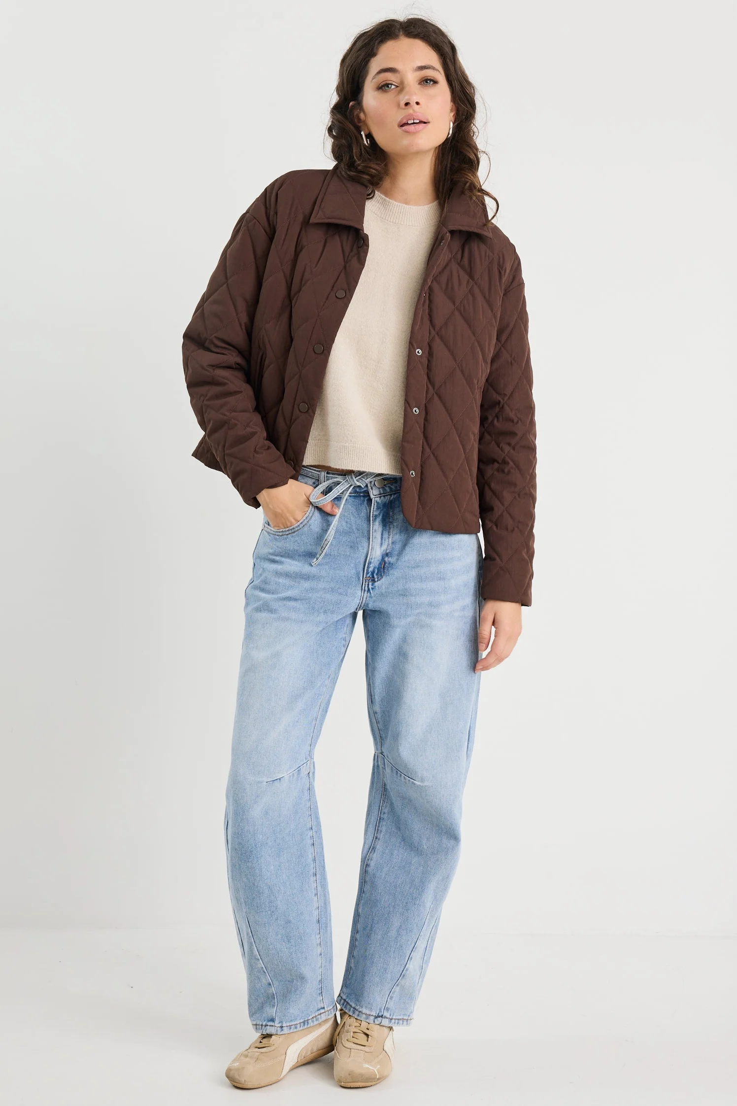 Absolute Chocolate Collared Quilted Puffer Jacket - Image 4