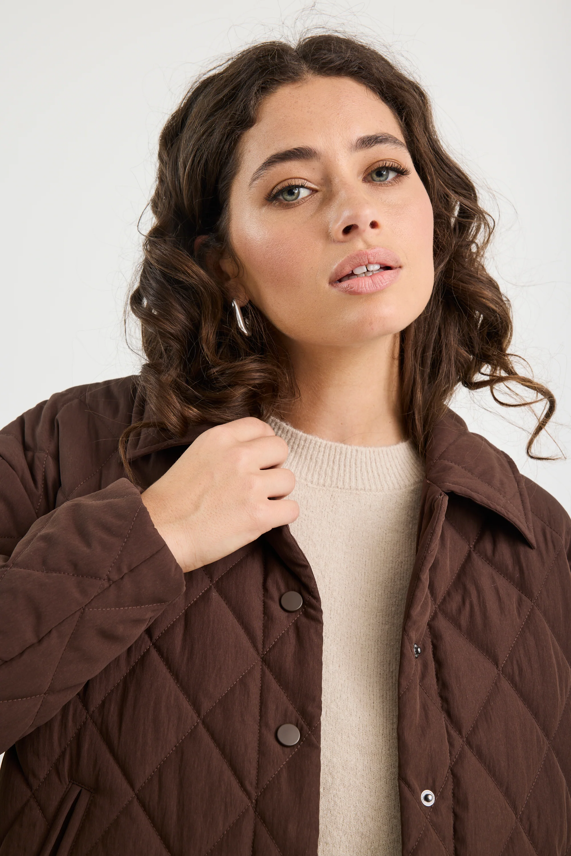Absolute Chocolate Collared Quilted Puffer Jacket - Image 5