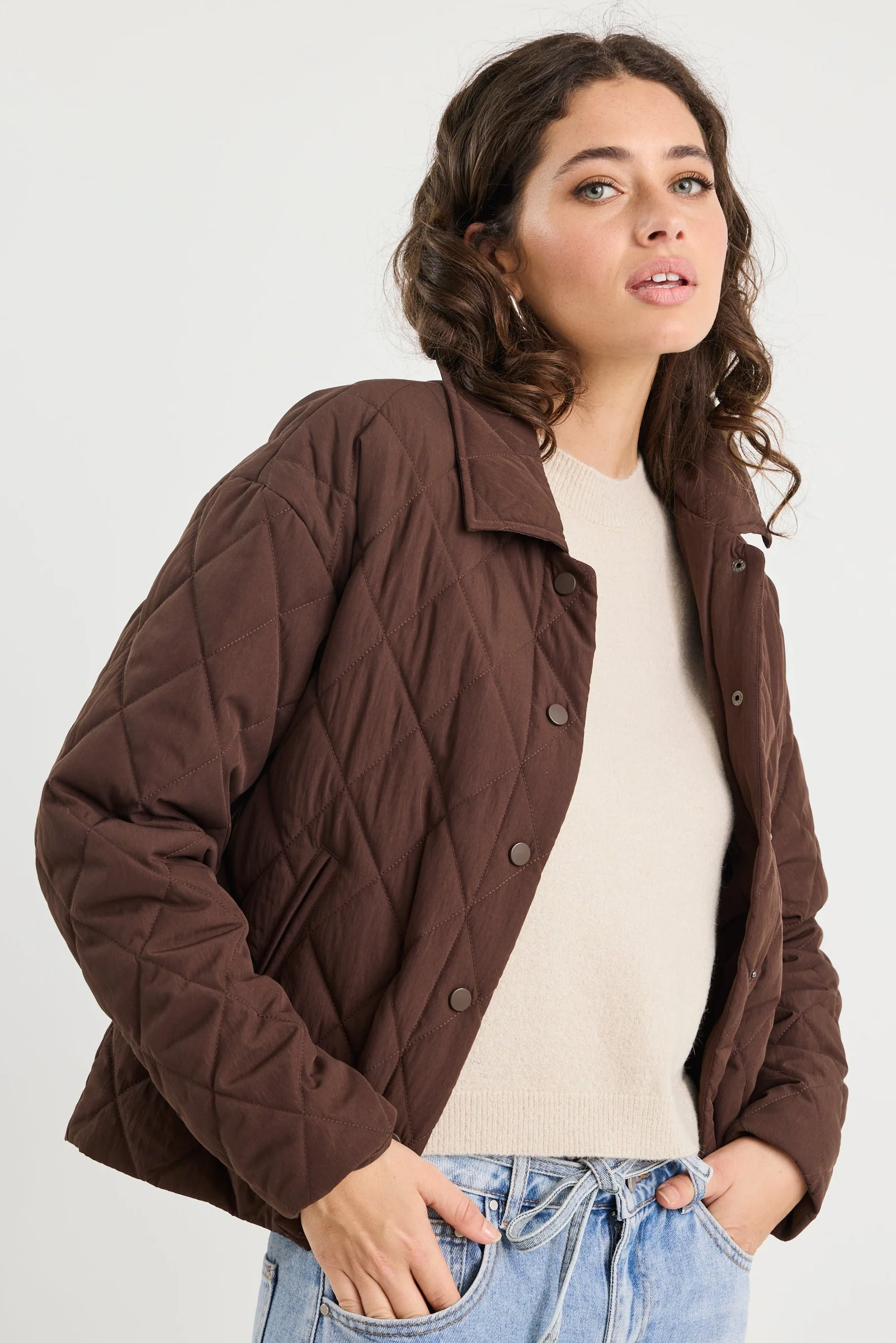Absolute Chocolate Collared Quilted Puffer Jacket - Image 7