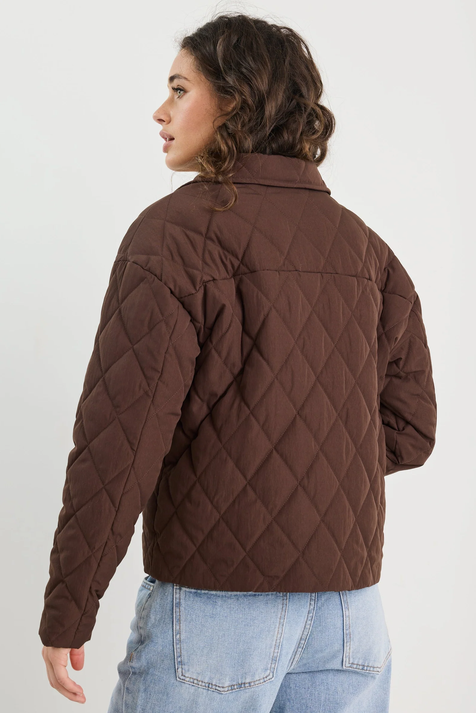 Absolute Chocolate Collared Quilted Puffer Jacket - Image 8