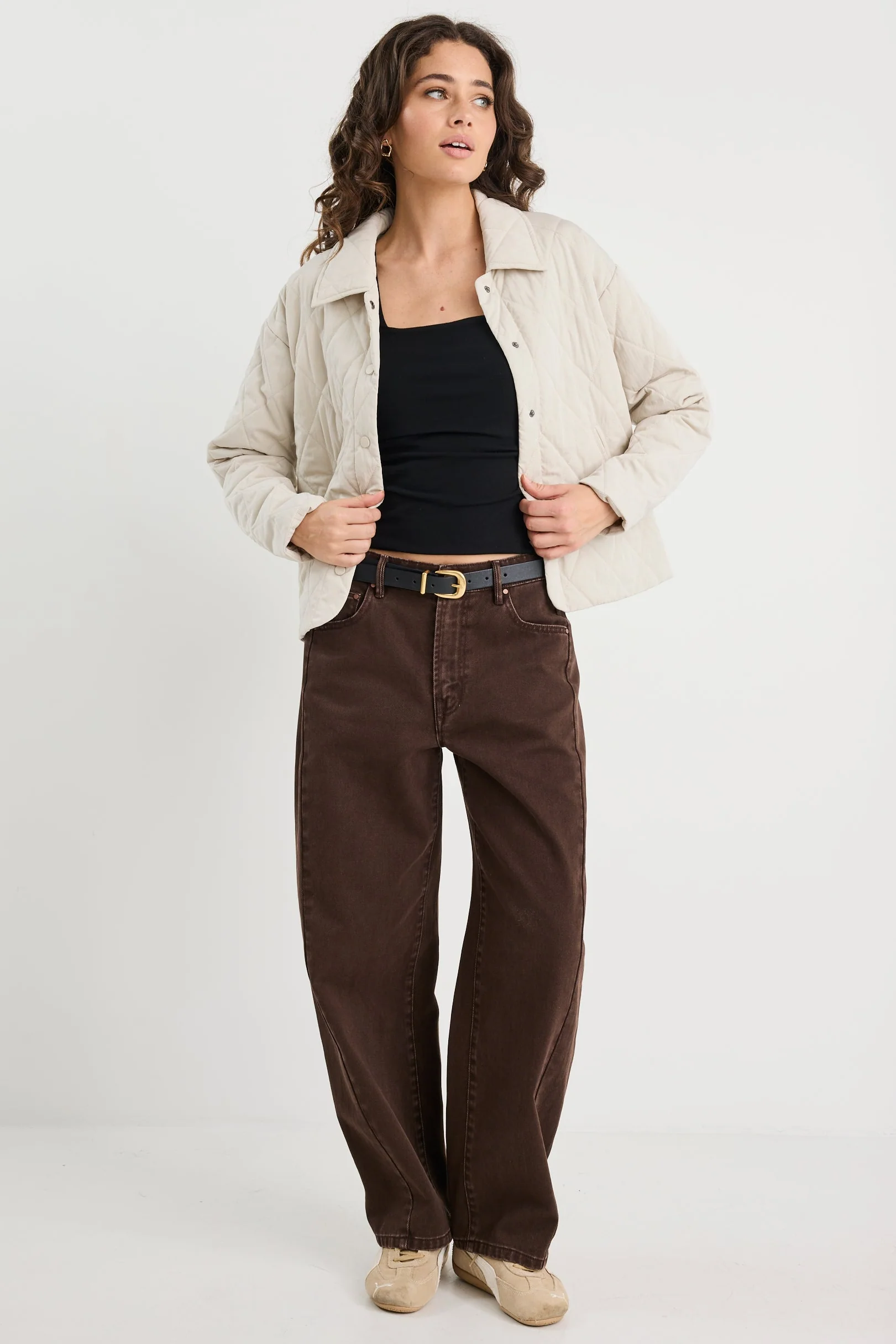 Absolute Putty Collared Quilted Puffer Jacket - Image 3