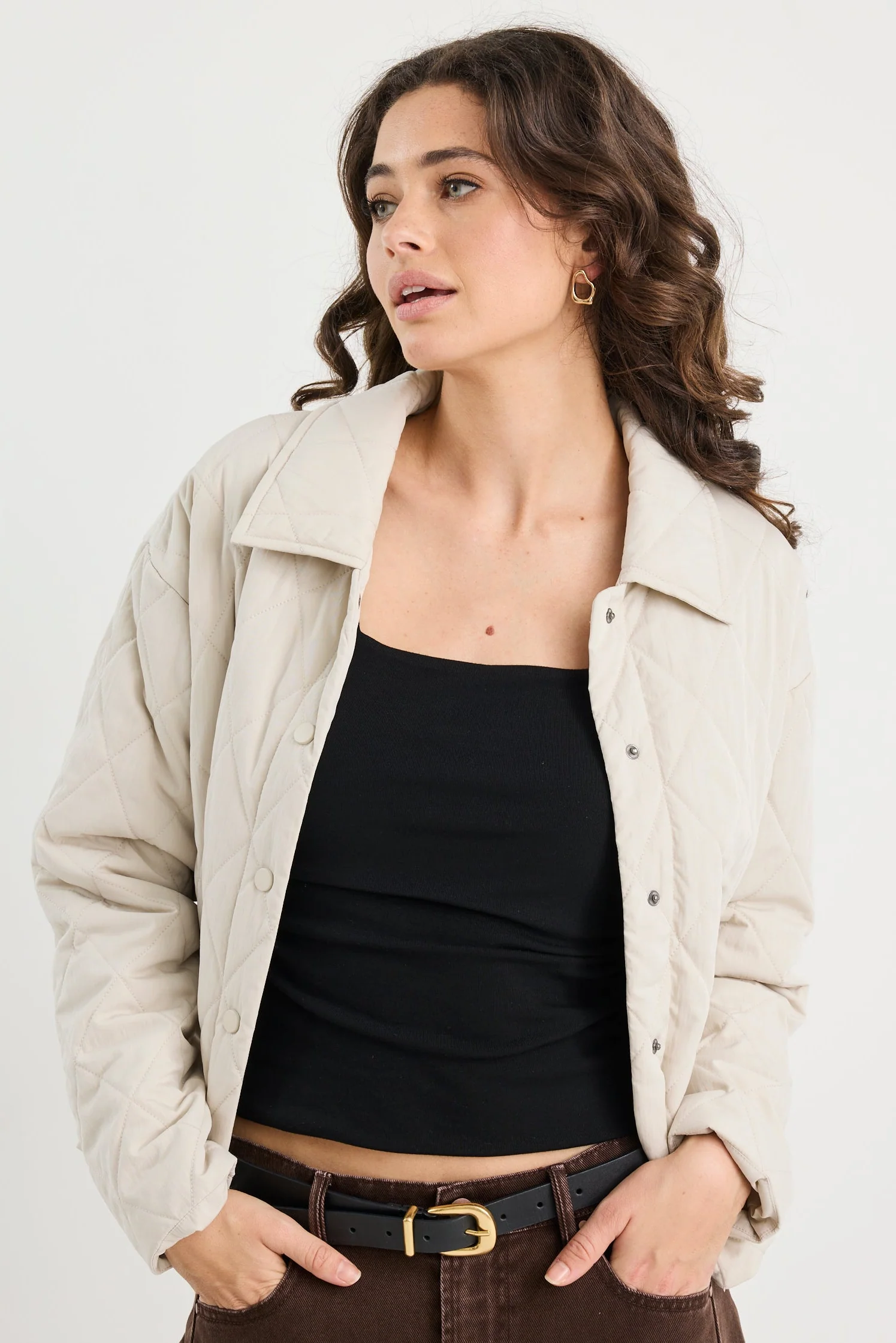 Absolute Putty Collared Quilted Puffer Jacket - Image 5