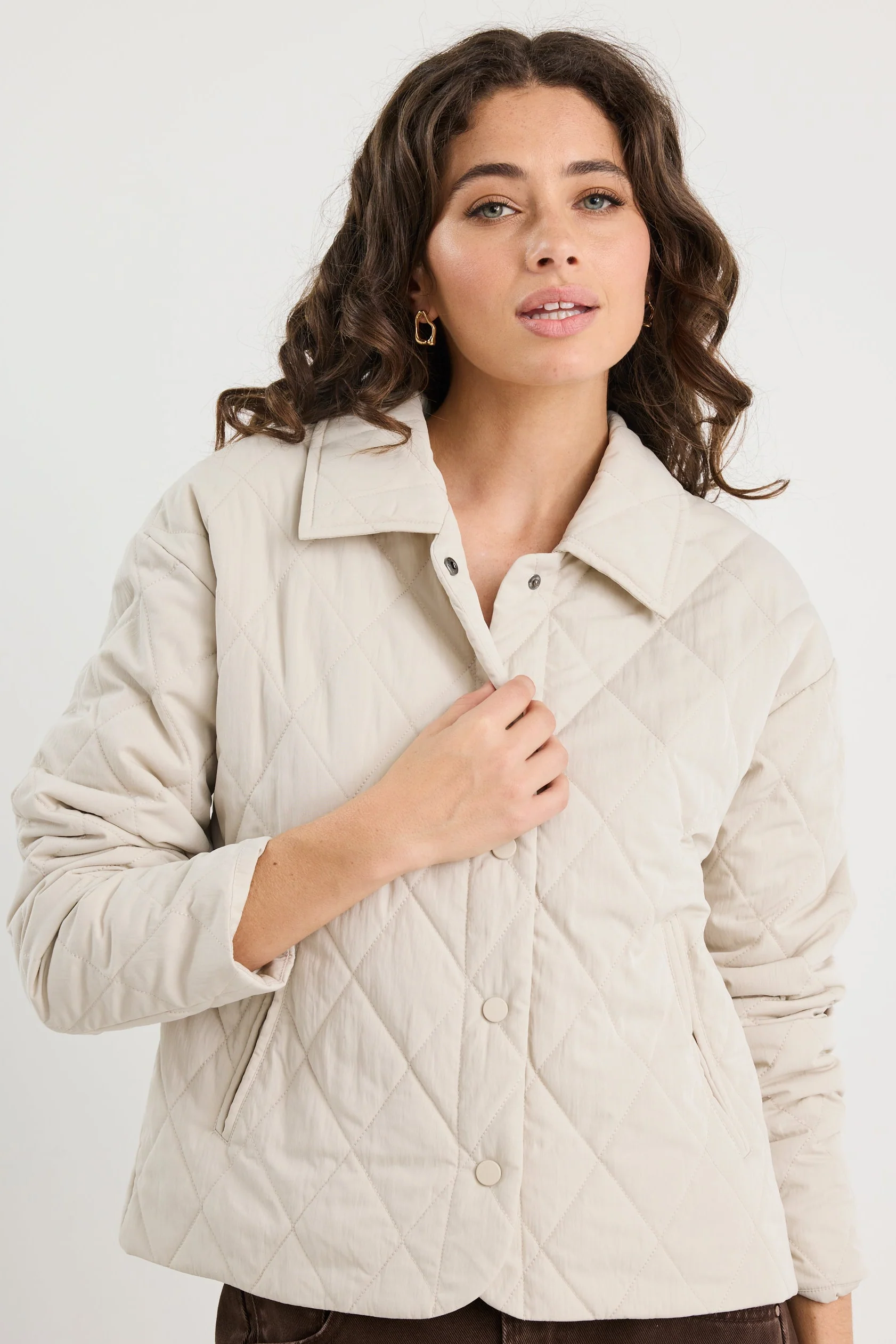 Absolute Putty Collared Quilted Puffer Jacket - Image 6