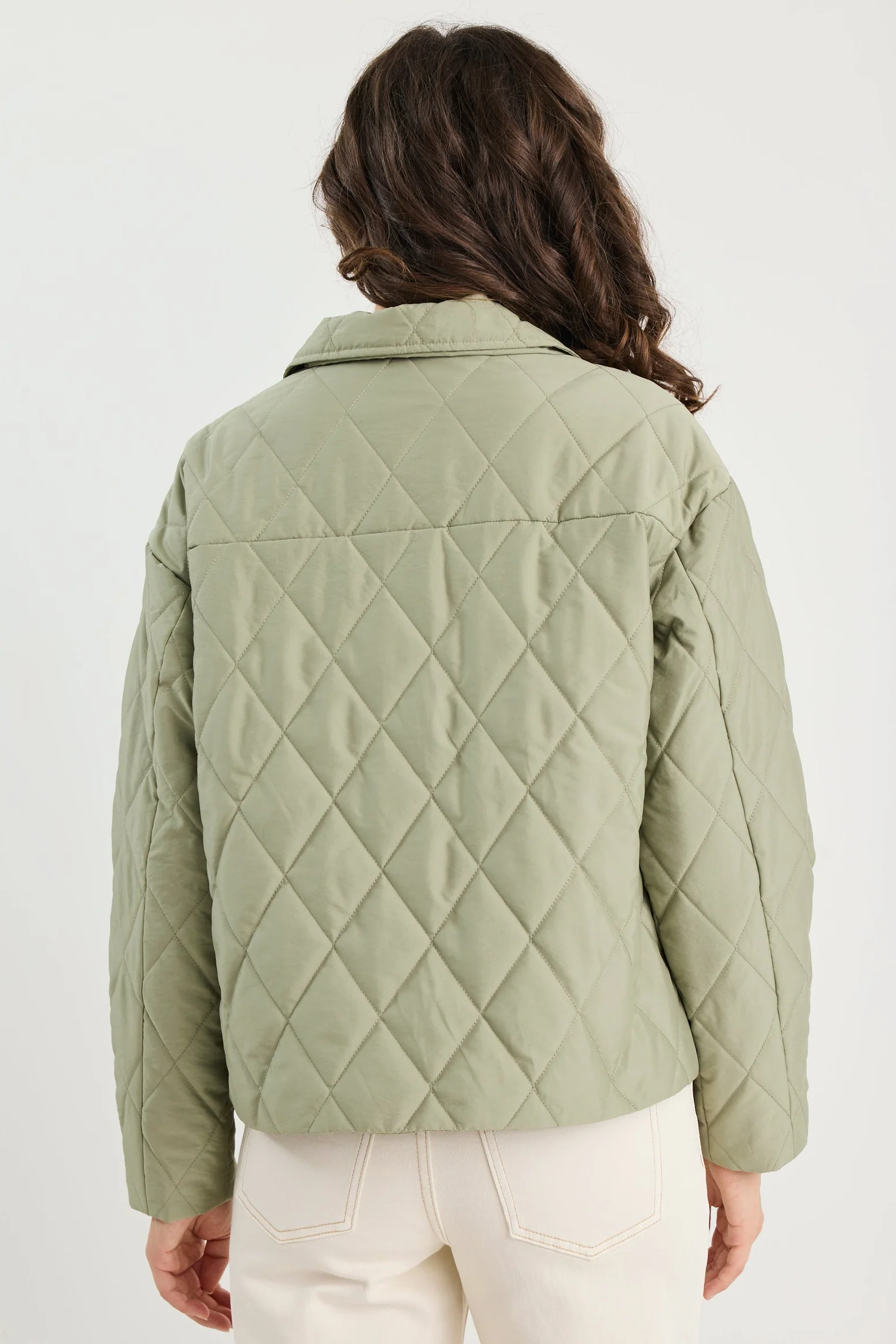 Absolute Soft Khaki Collared Quilted Puffer Jacket - Image 6