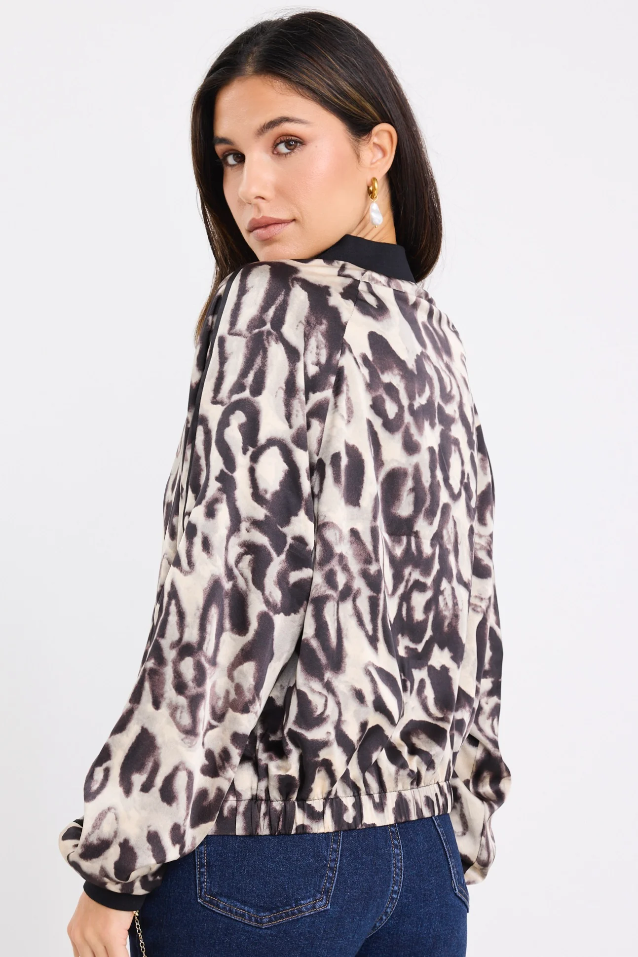 Activation Animal Print Satin Bomber Jacket - Image 5