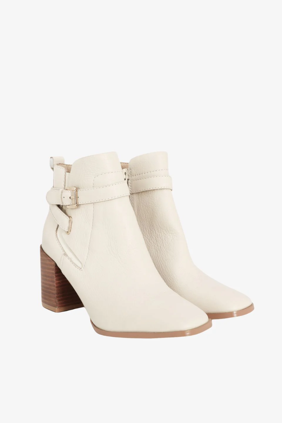 Adelaide Cream Buckle Ankle Mid Heel Boot - Image 5