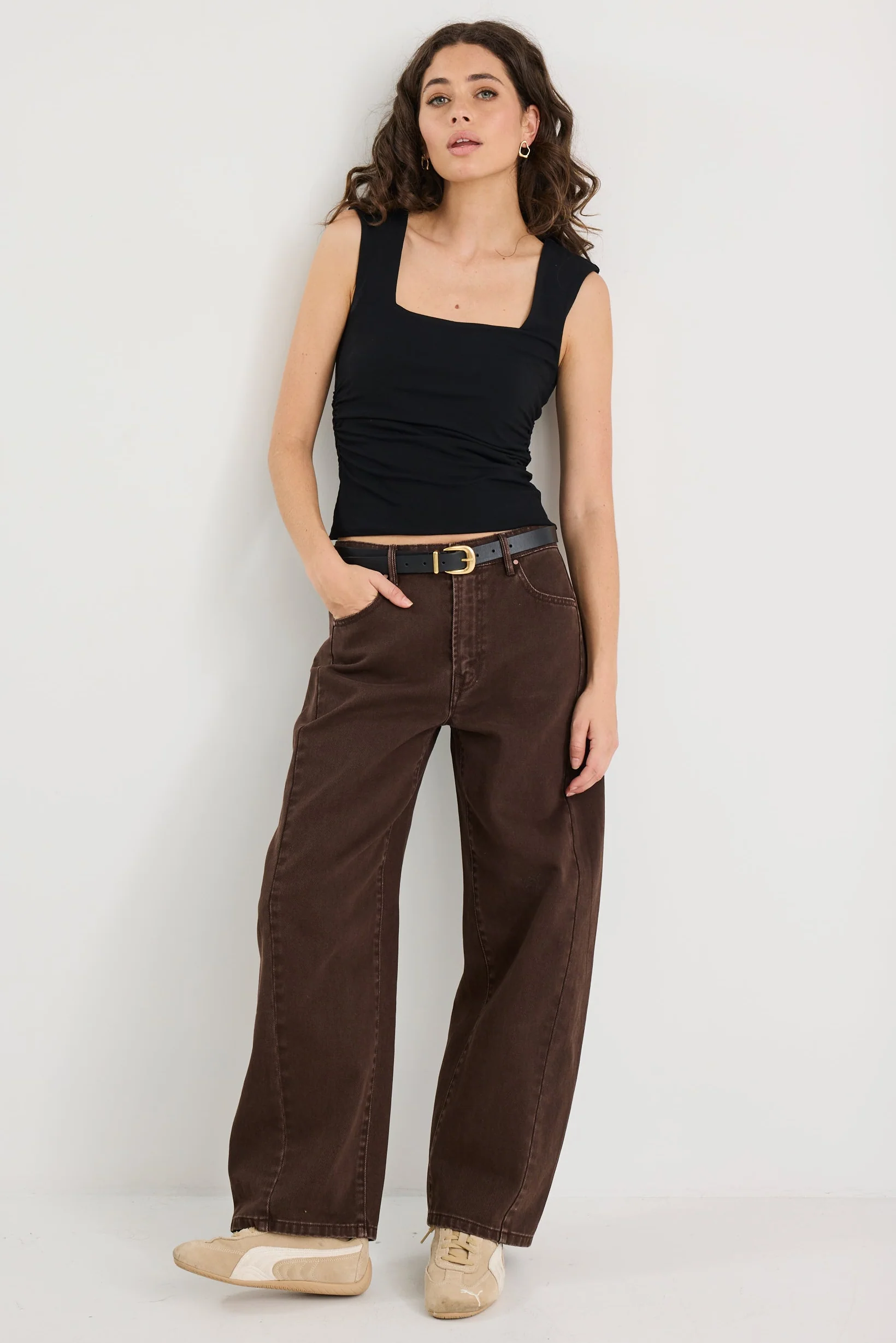 Affirmation Black Ruched Square Neck Top - Image 6
