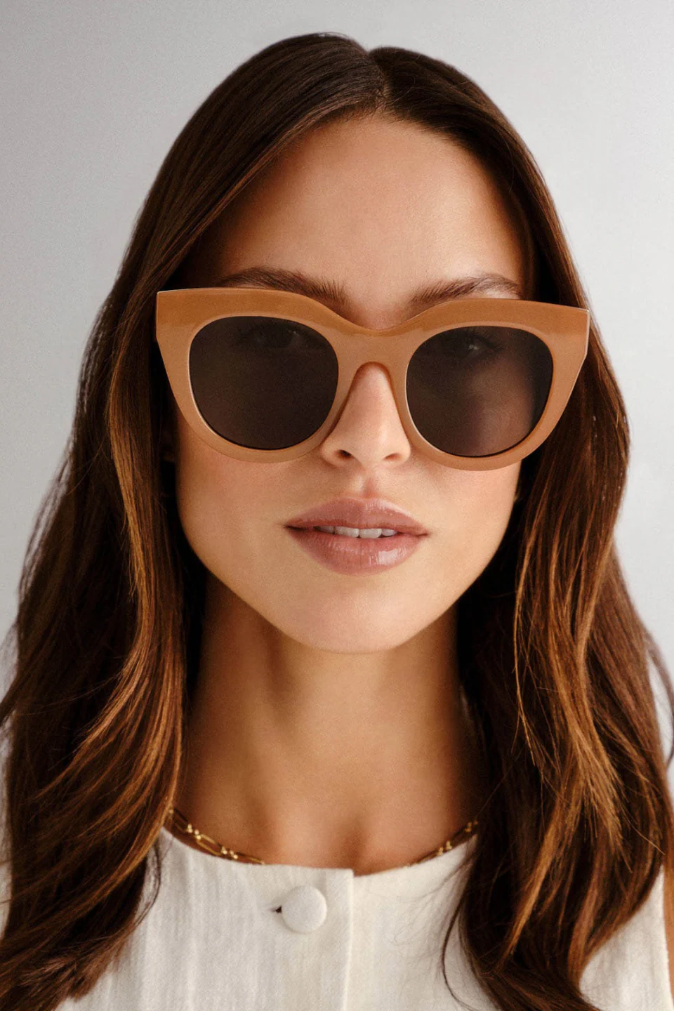 Air Heart Cat Eye Caramel Khaki Lens Sunglasses - Image 3