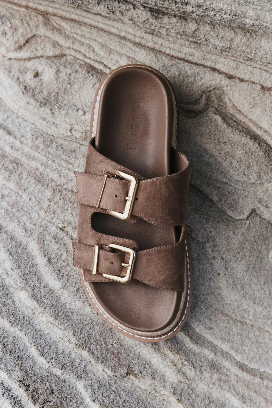 Alder Fawn Suede Double Buckle Platform Slide - Image 2