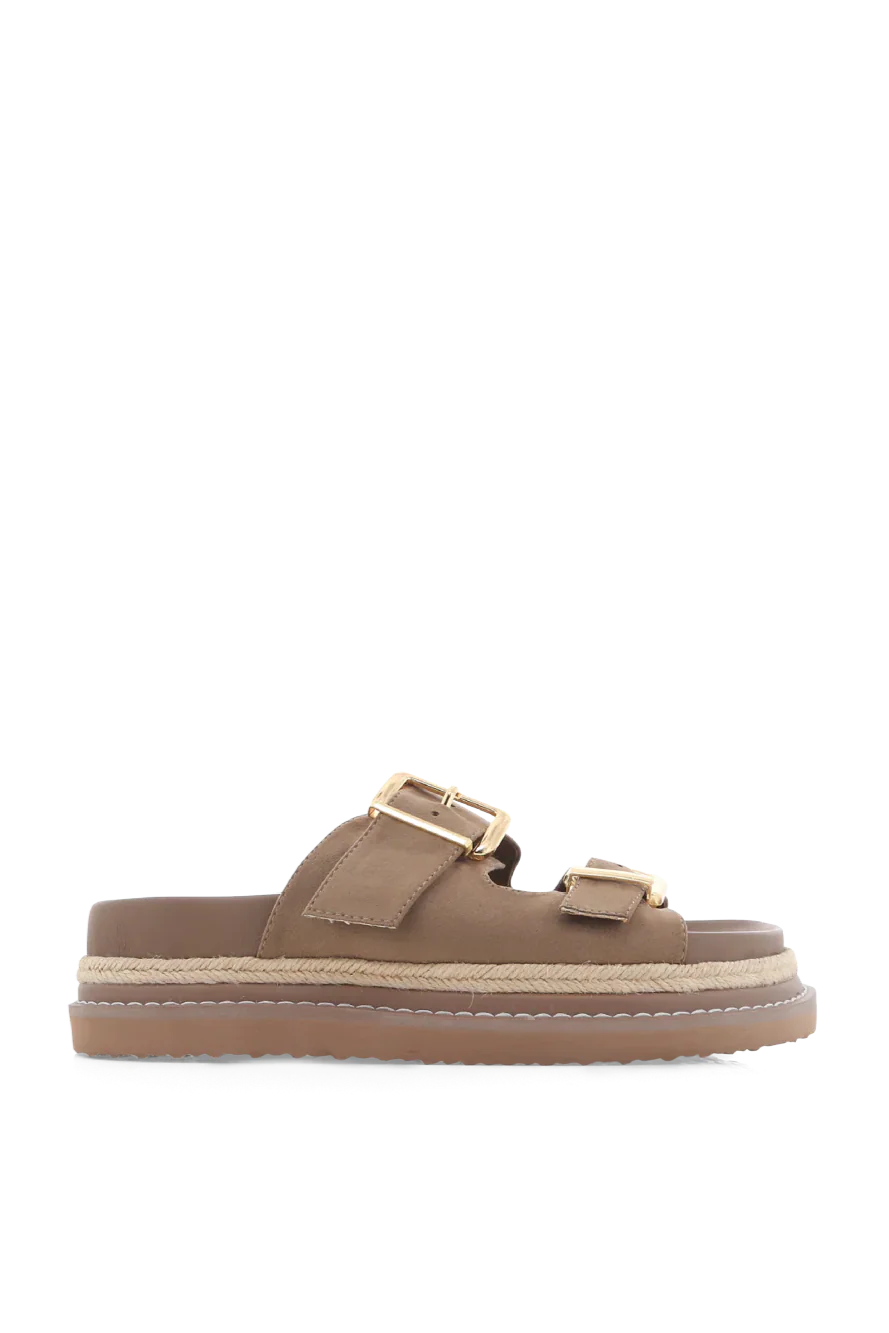 Alder Fawn Suede Double Buckle Platform Slide - Image 5