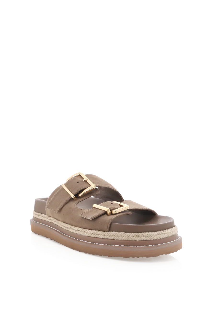 Alder Fawn Suede Double Buckle Platform Slide - Image 6