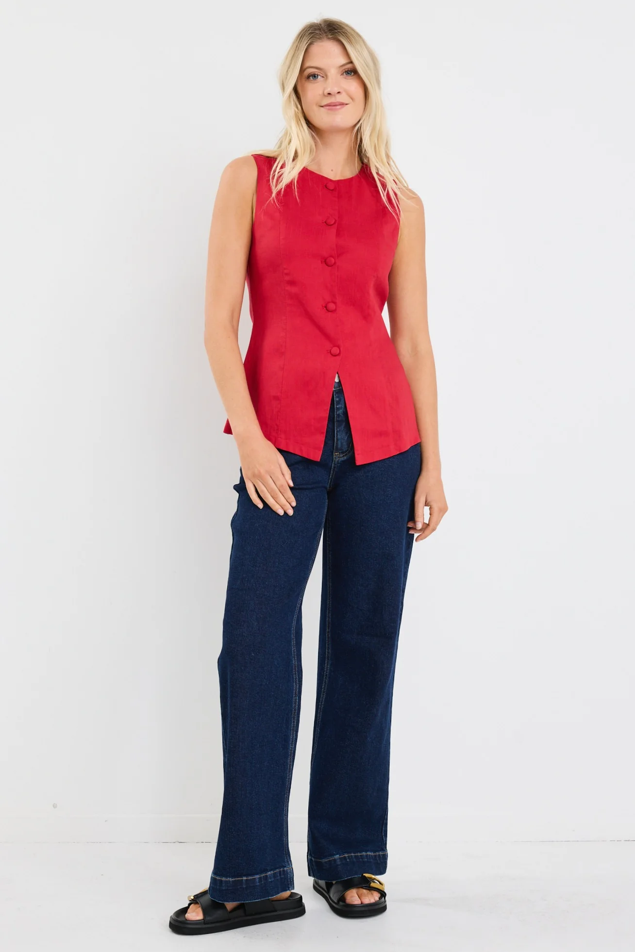 Aloft Red Fitted Long Vest - Image 3