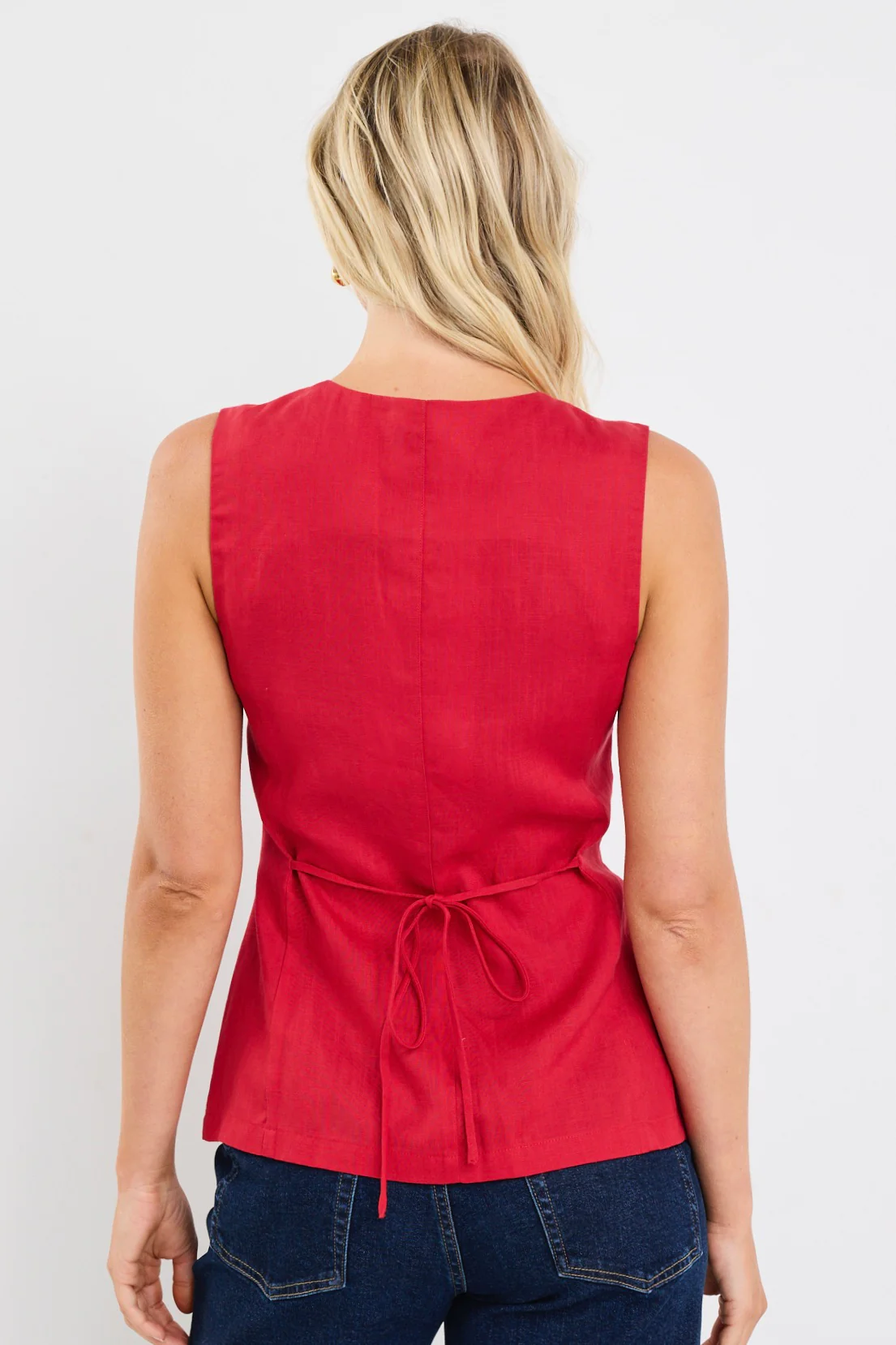 Aloft Red Fitted Long Vest - Image 5