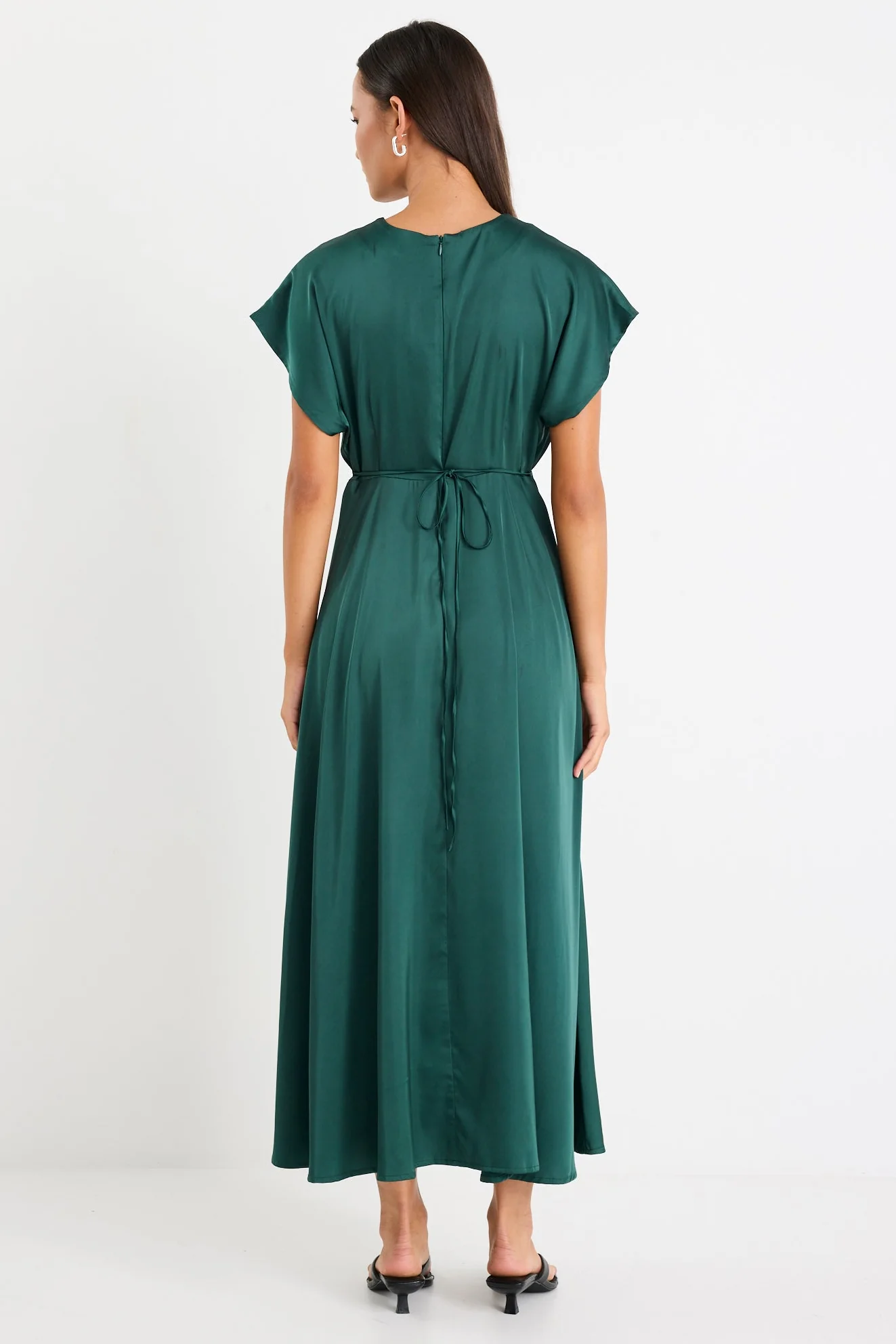 Ambiance Forest Satin Short Sleeve Maxi Dress - Image 5