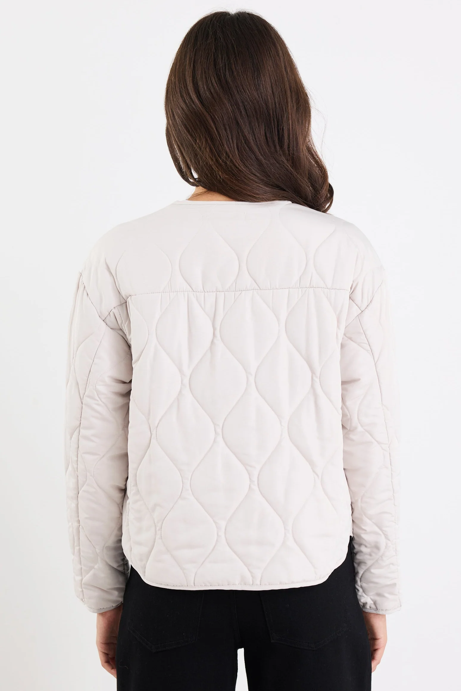 Apex Putty Collarless Quilted Puffer Jacket - Image 7