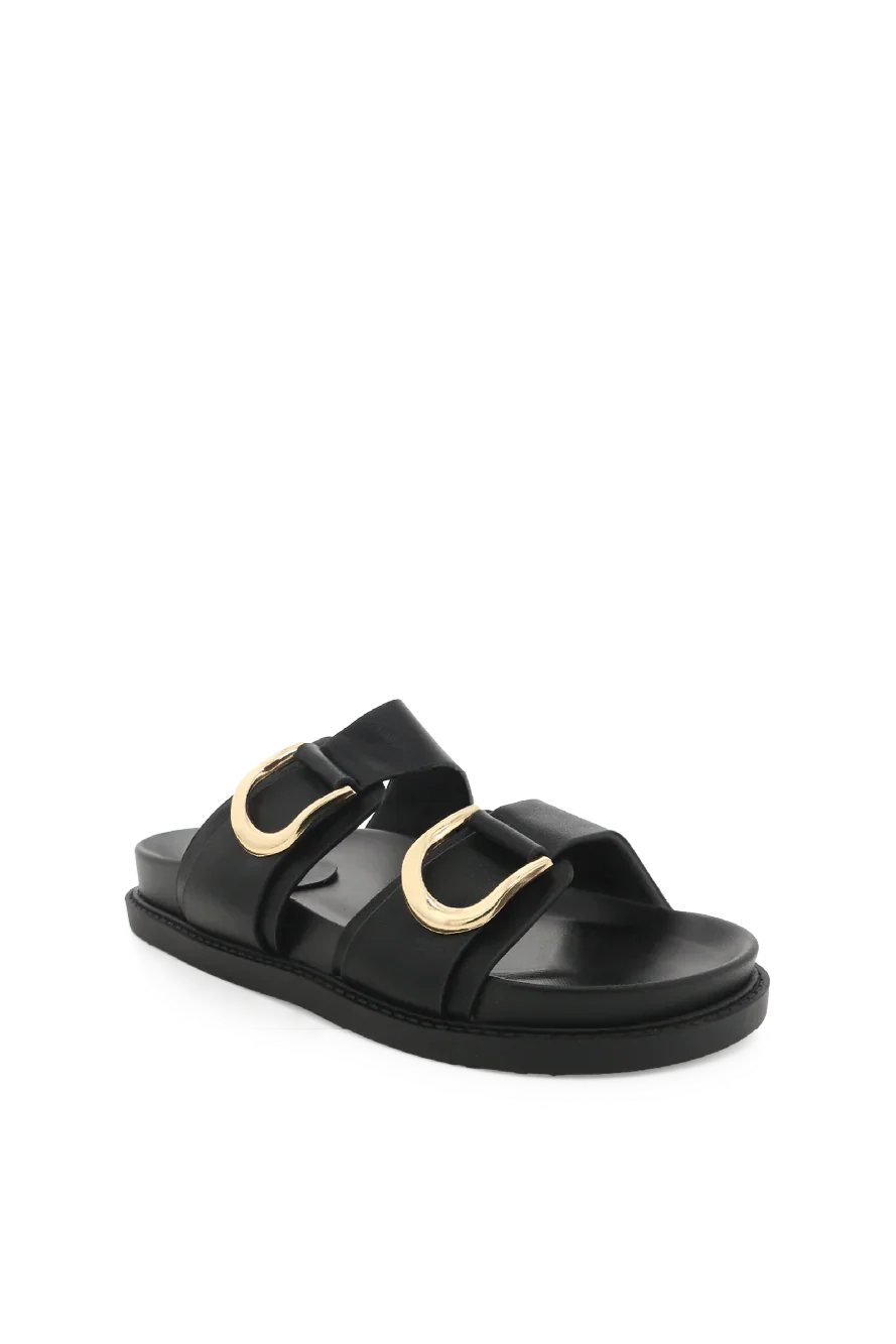Areli Black Gold Double Buckle Slide - Image 5
