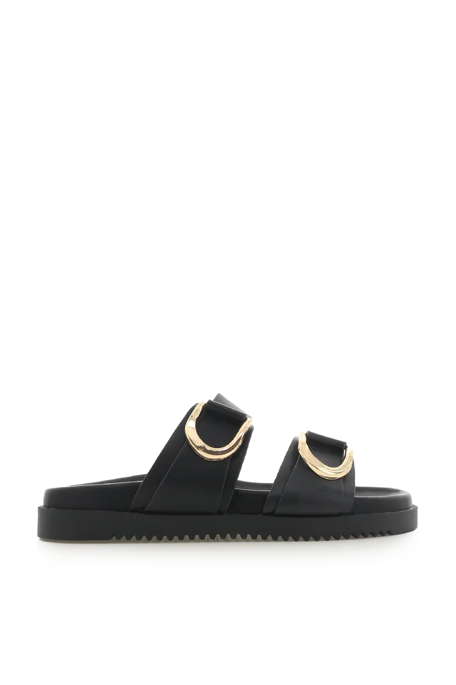 Areli Black Gold Double Buckle Slide - Image 6