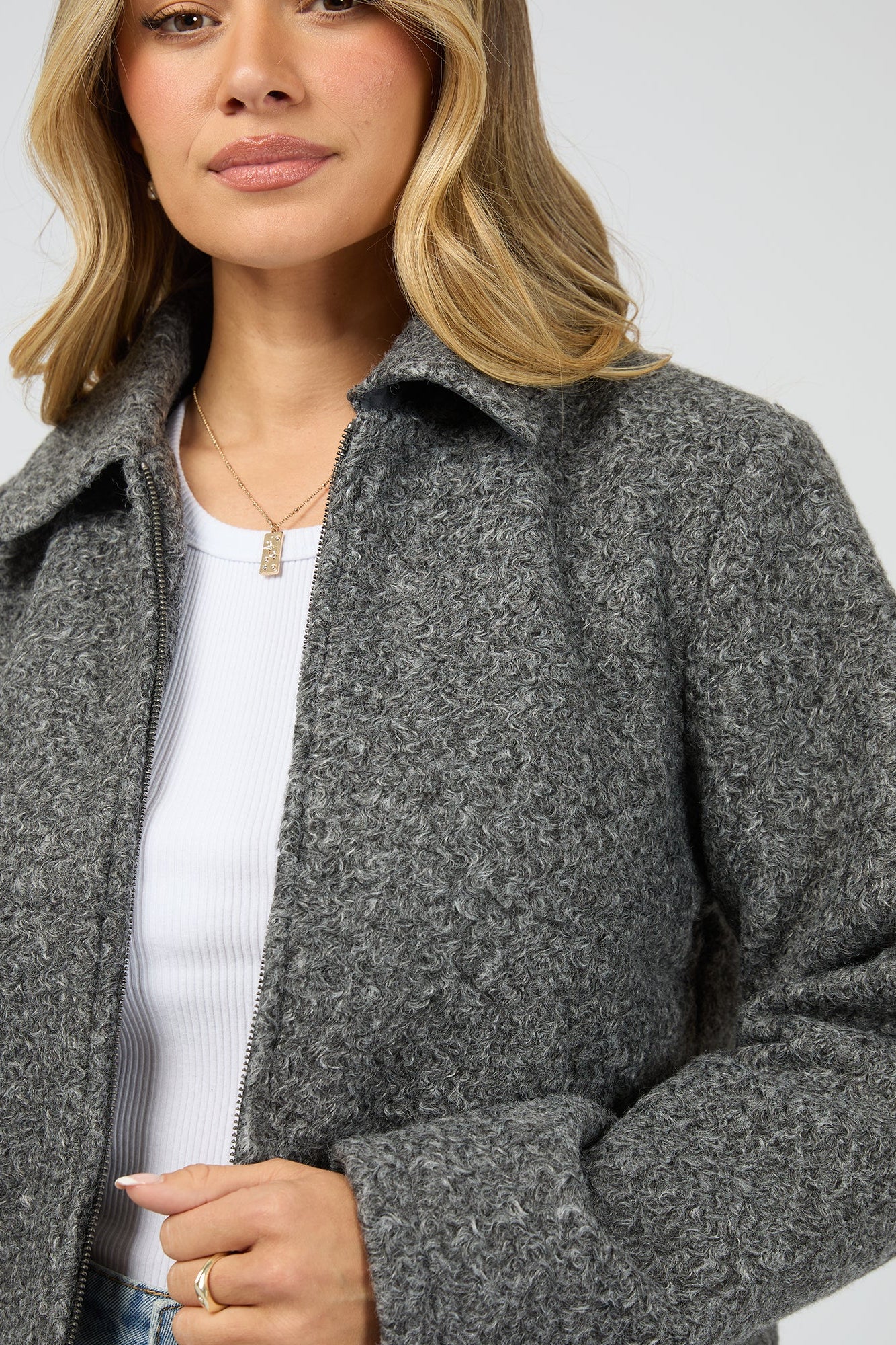 Ariana Grey Marle Boucle Jacket - Image 5