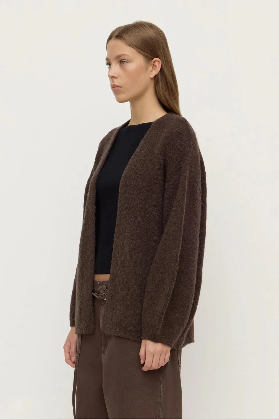 Ariel Dark Choc Wool Blend Cardigan - Image 2