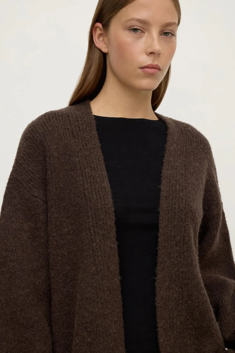 Ariel Dark Choc Wool Blend Cardigan - Image 3