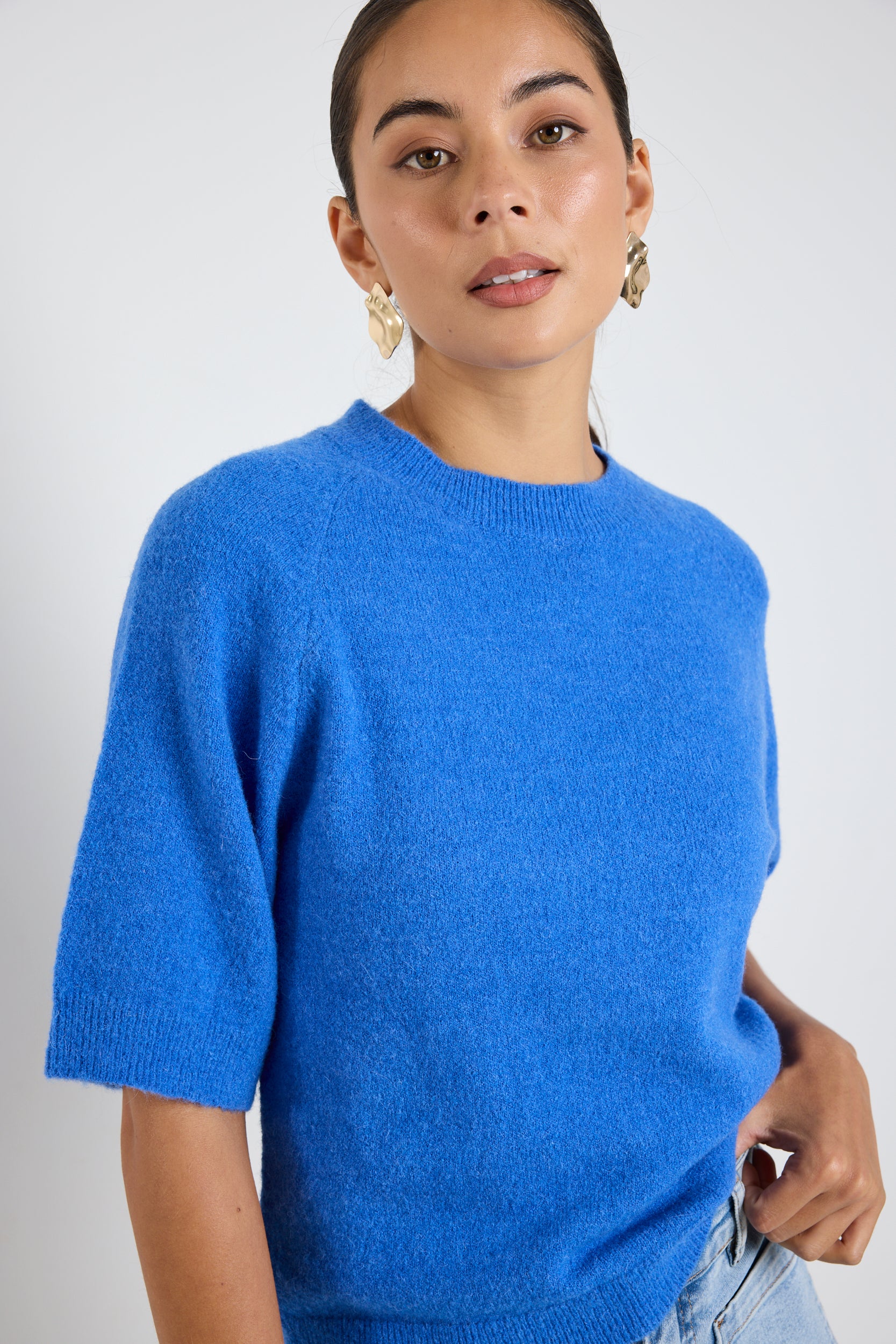 Assemble Azure Blue Alpaca Blend Raglan Knit Tee - Image 2