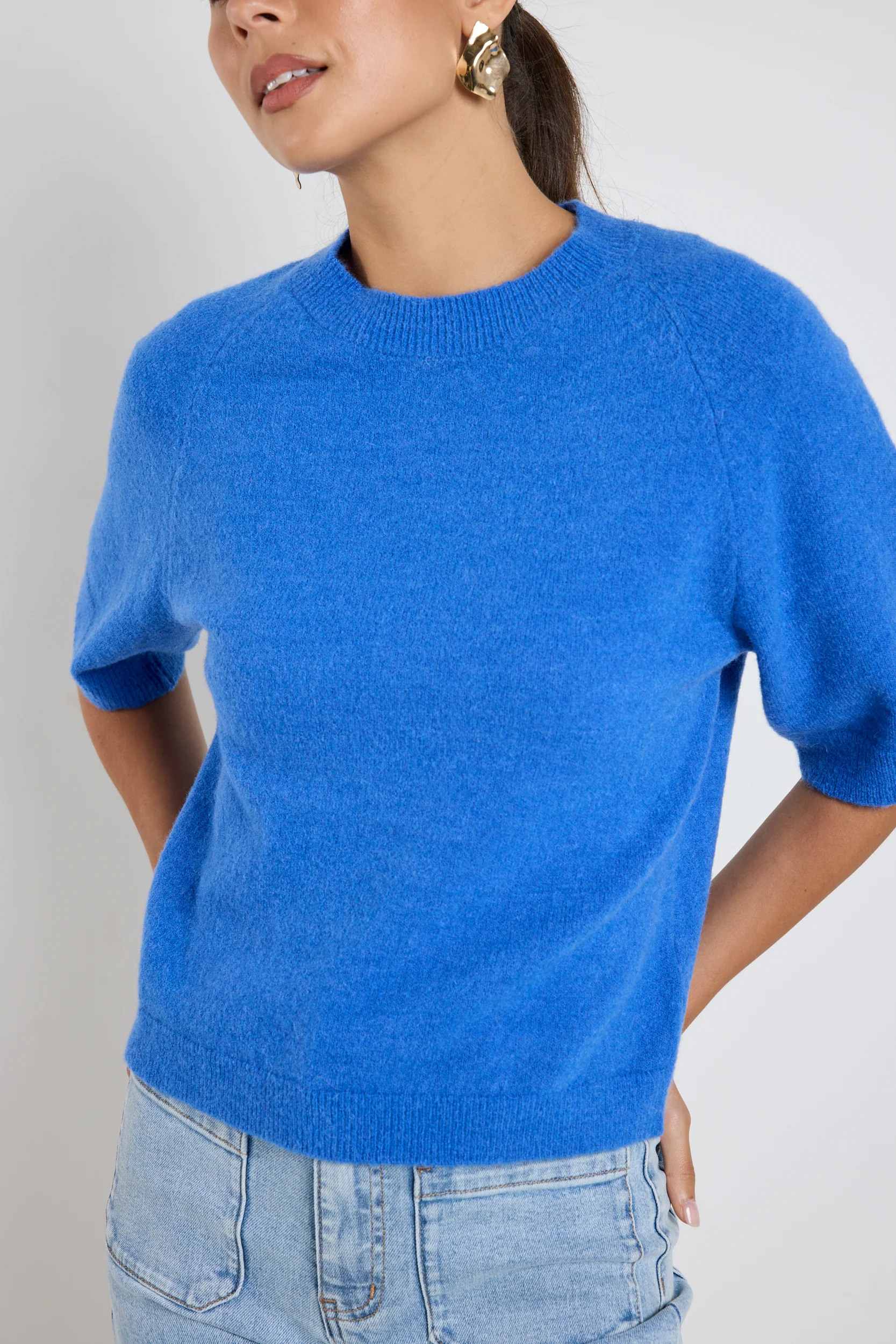 Assemble Azure Blue Alpaca Blend Raglan Knit Tee - Image 3