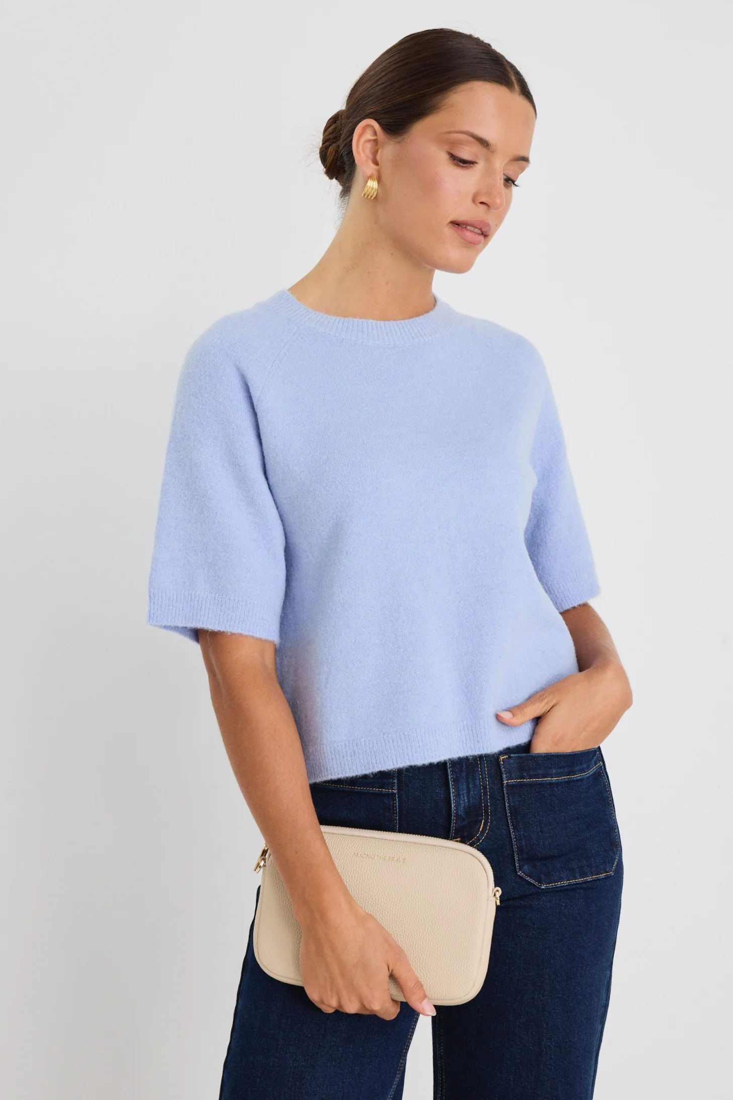 Assemble Ice Blue Alpaca Blend Raglan Knit Tee - Image 2