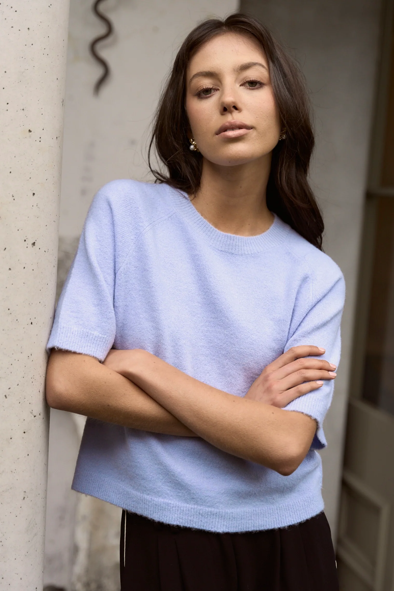 Assemble Ice Blue Alpaca Blend Raglan Knit Tee - Image 3