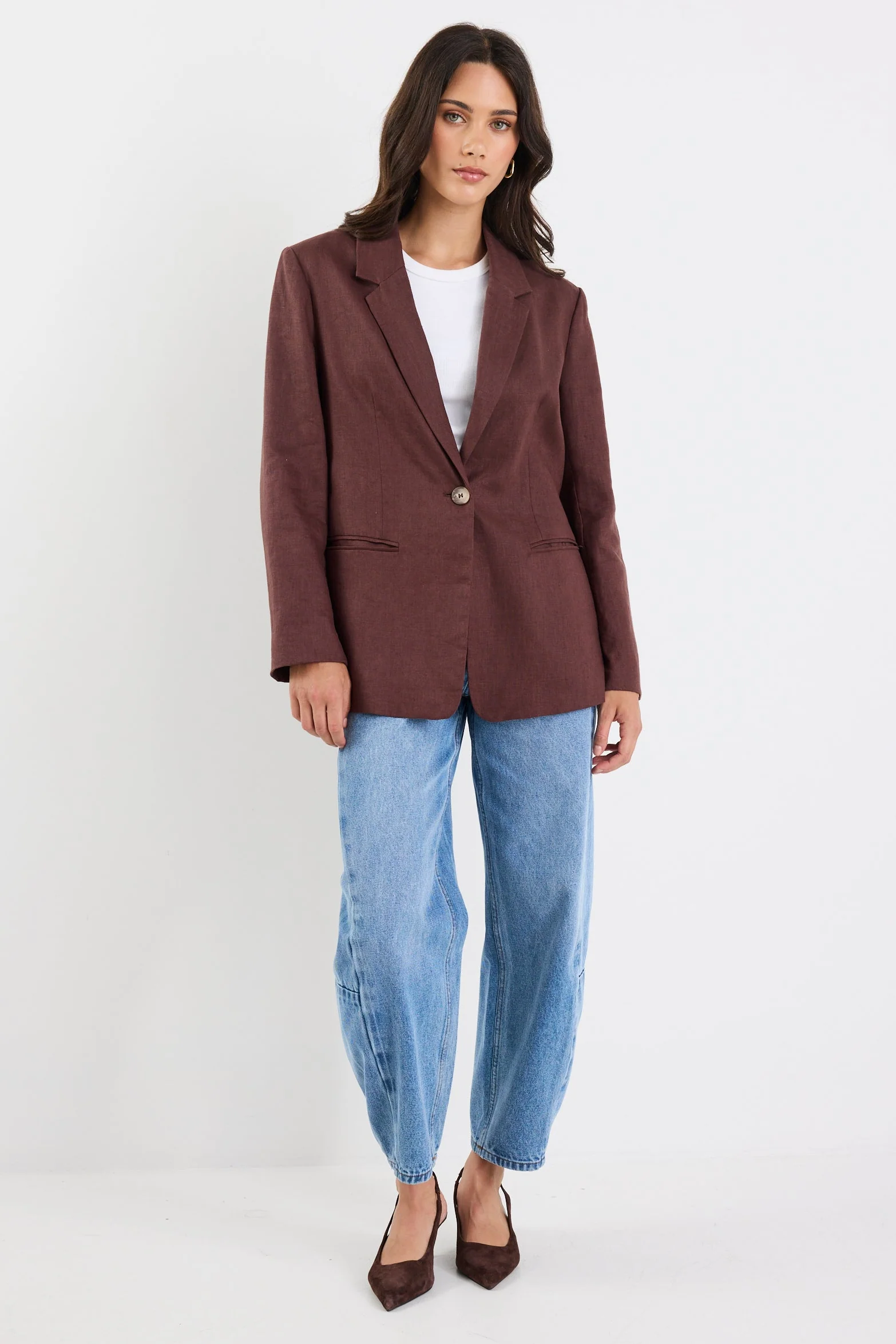 Atlantic Chocolate Linen Classic Blazer - Image 3