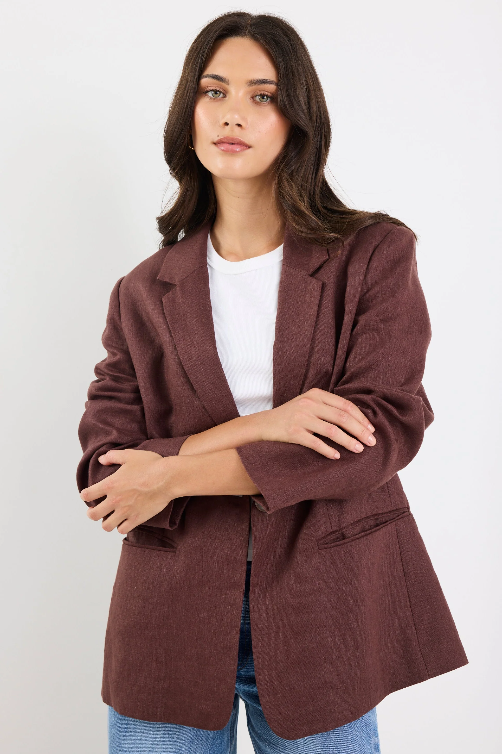 Atlantic Chocolate Linen Classic Blazer - Image 5