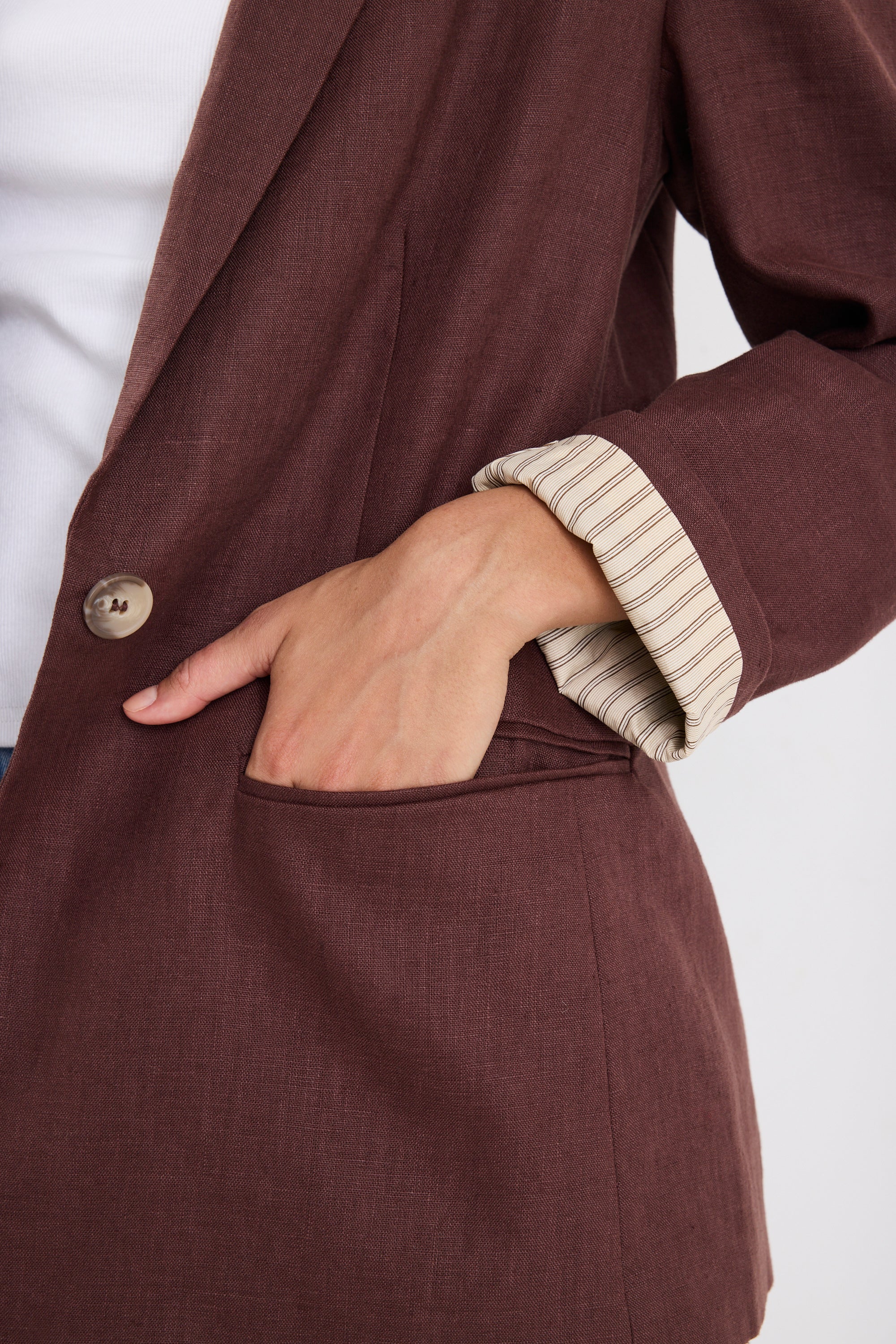 Atlantic Chocolate Linen Classic Blazer - Image 6
