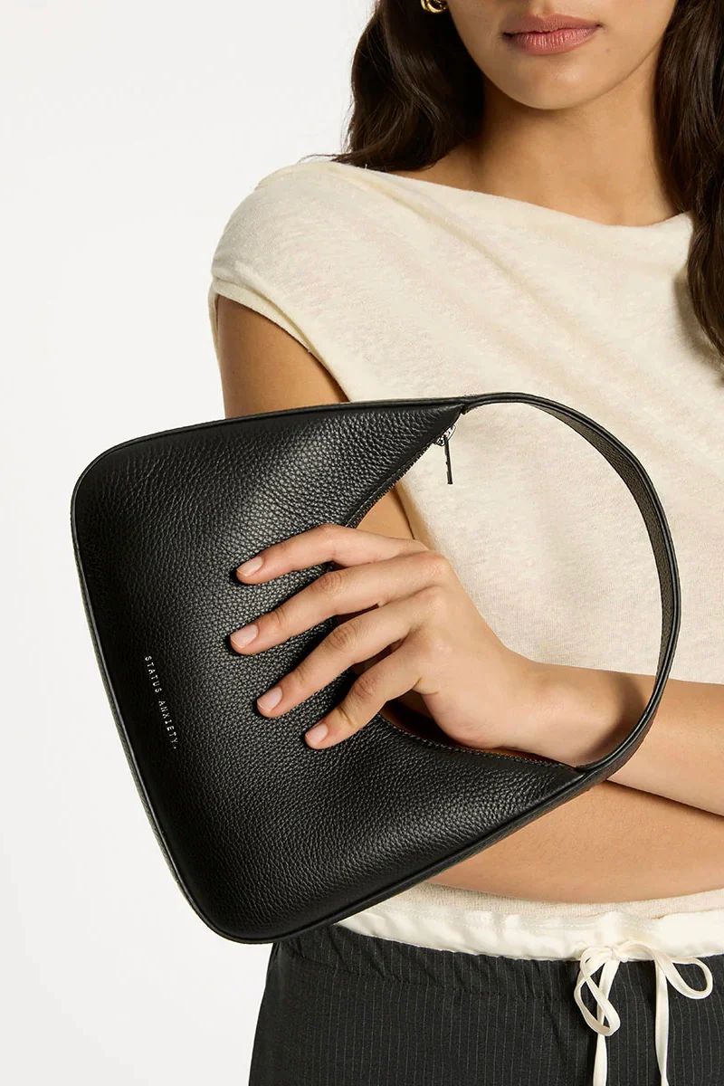 Aurora Black Leather Structured Shoulder Bag - Image 3