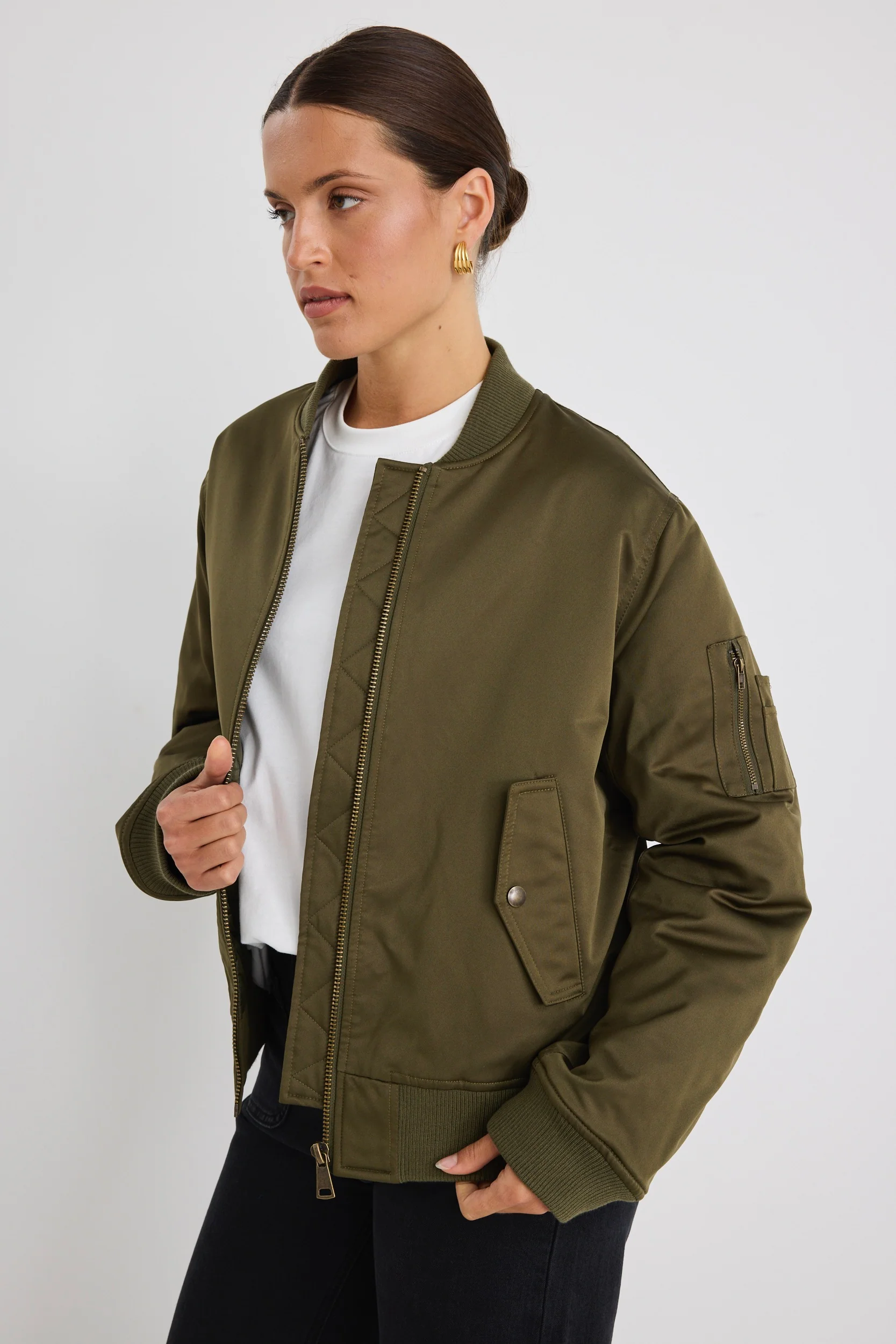 Aviation Khaki MA1 Bomber Jacket - Image 2