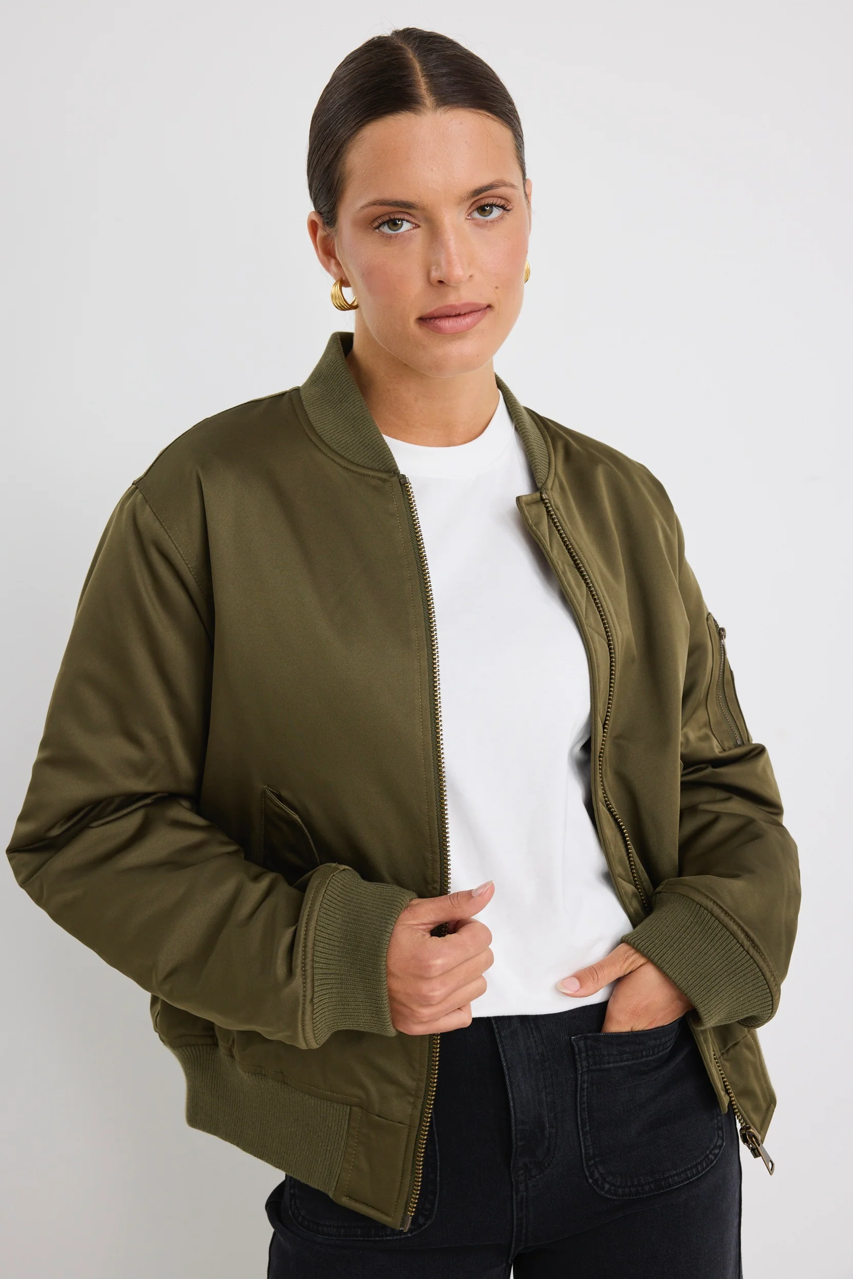 Aviation Khaki MA1 Bomber Jacket - Image 3