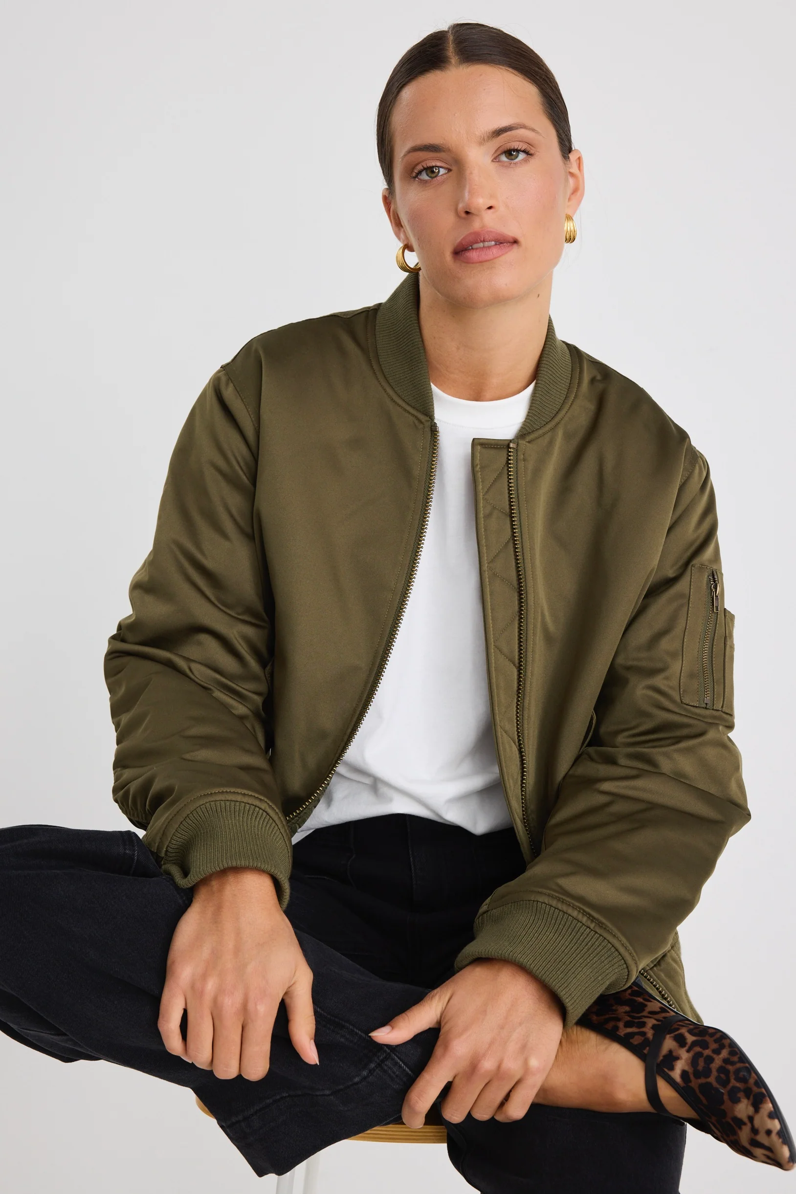 Aviation Khaki MA1 Bomber Jacket - Image 5