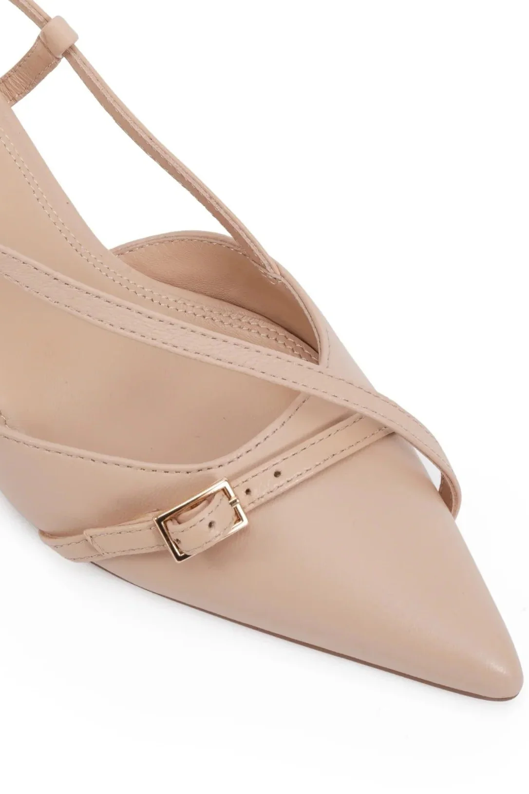 Aymara Nude Strappy Slingback Leather Heel - Image 3