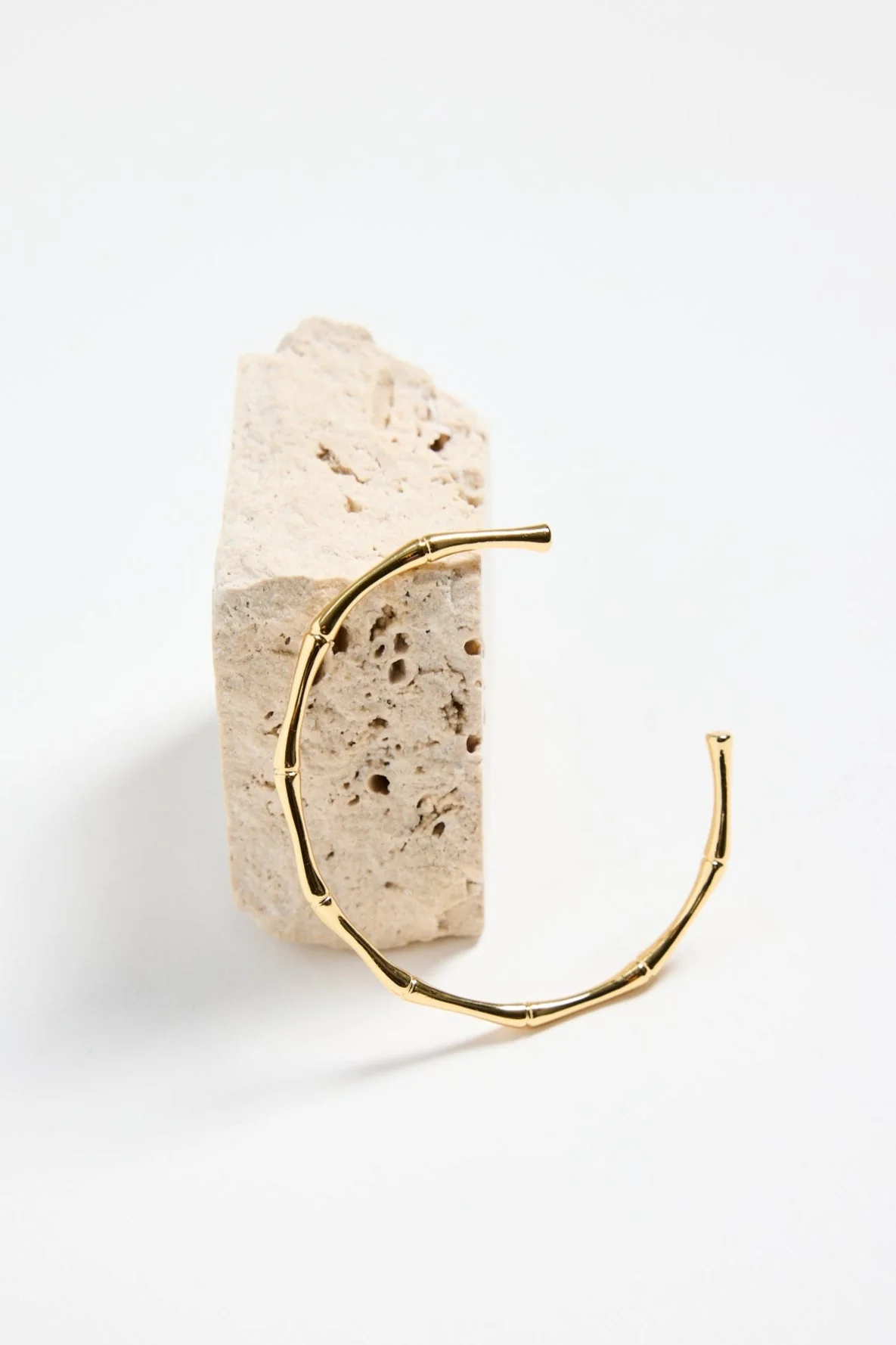 Bamboo 14k Gold Plate Cuff Bangle - Image 4
