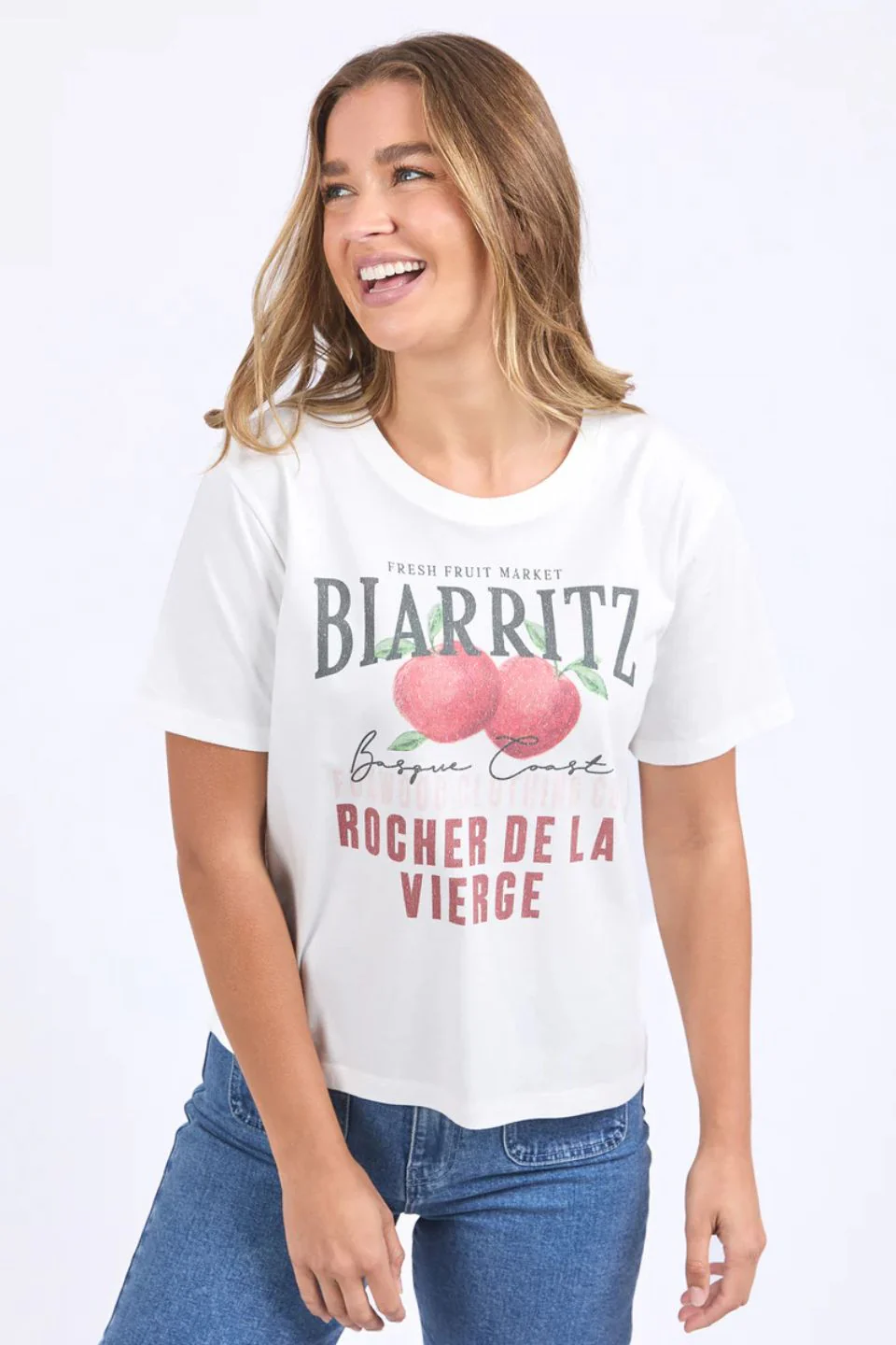 Biarittz Vintage White Fruit Printed Tee - Image 2