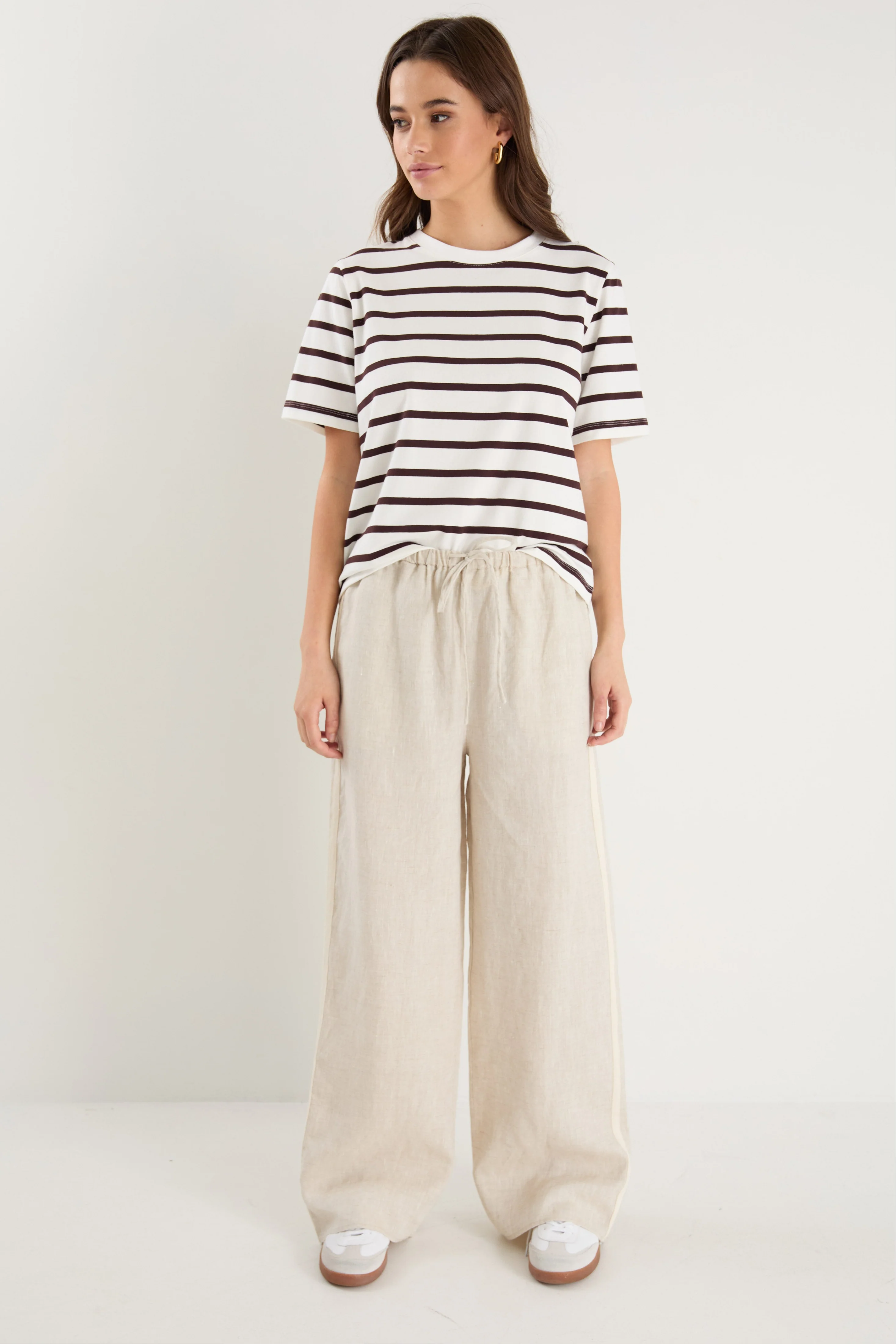 Binding Chocolate White Stripe Boxy Fit Tee - Image 3