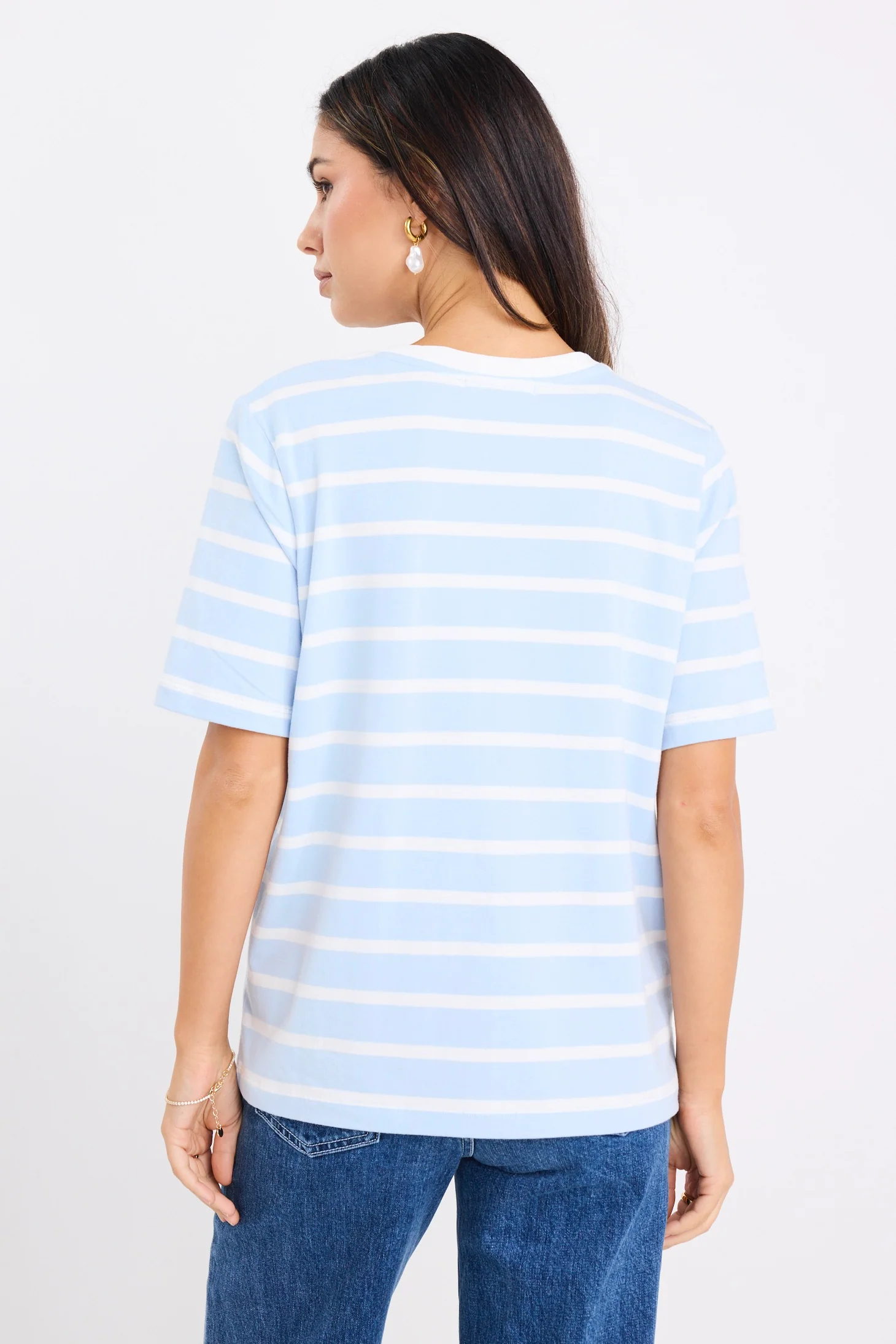 Binding Pale Blue White Stripe Boxy Fit Tee - Image 5
