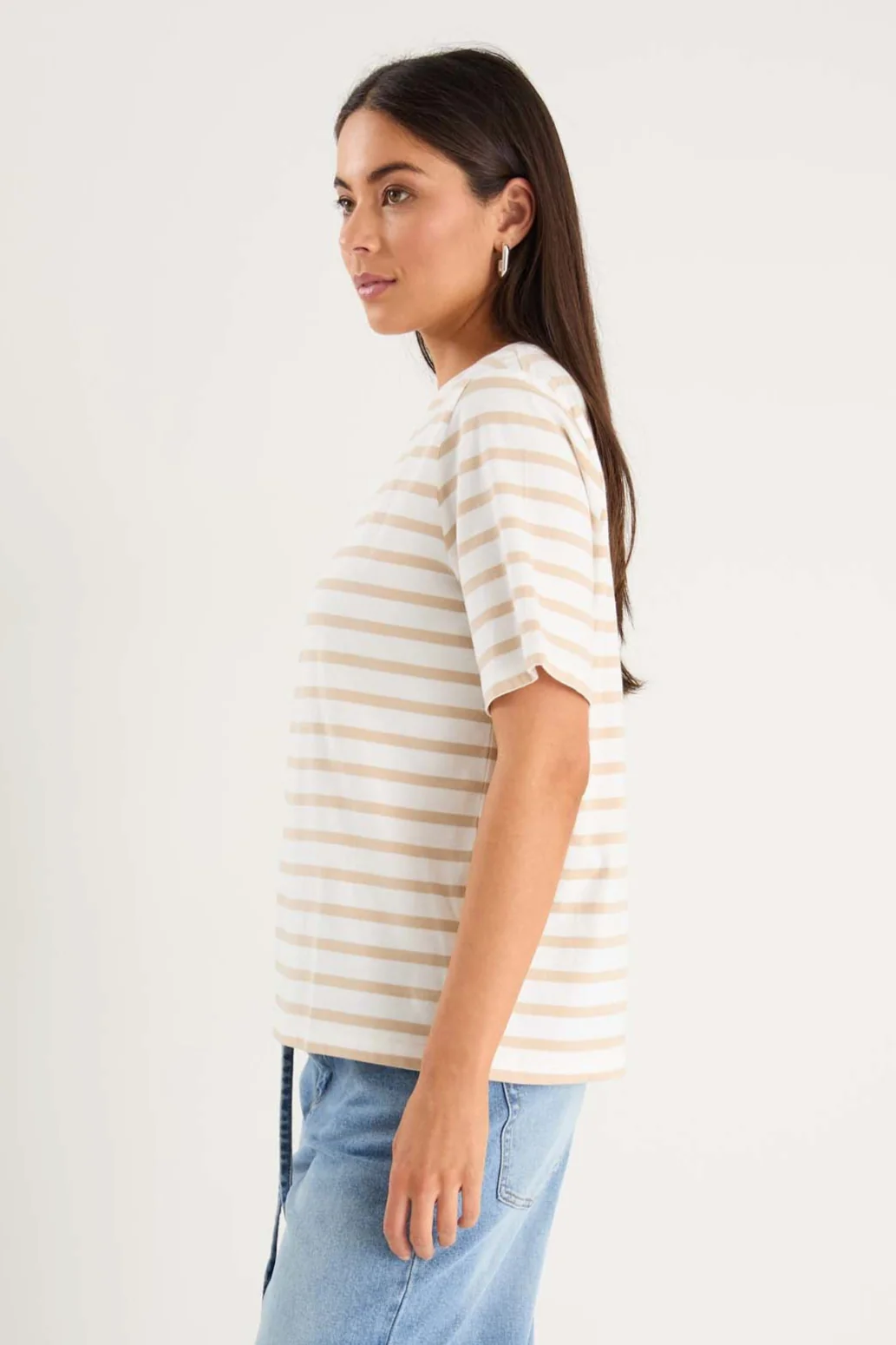 Binding White Natural Stripe Boxy Fit Tee - Image 5