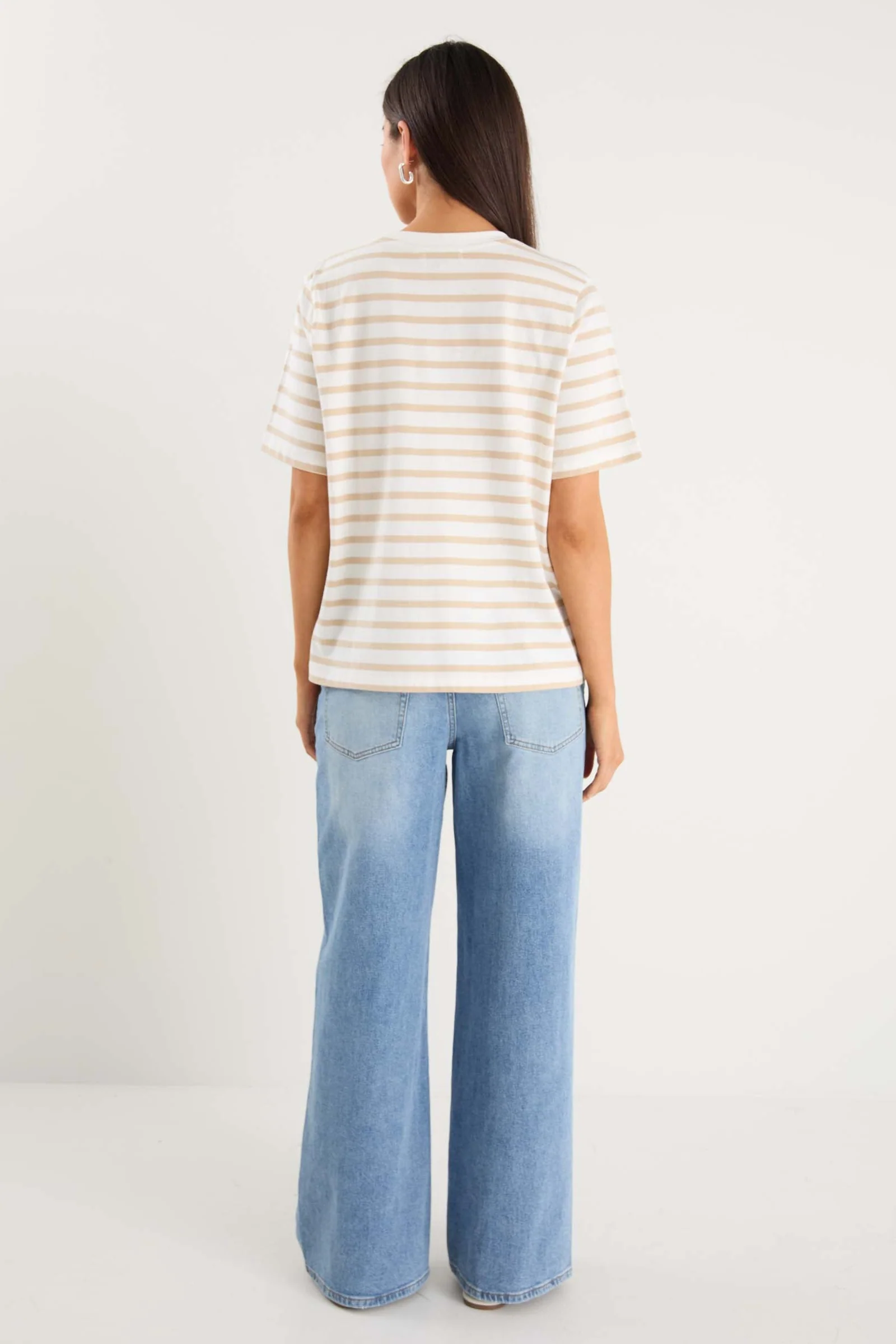 Binding White Natural Stripe Boxy Fit Tee - Image 6