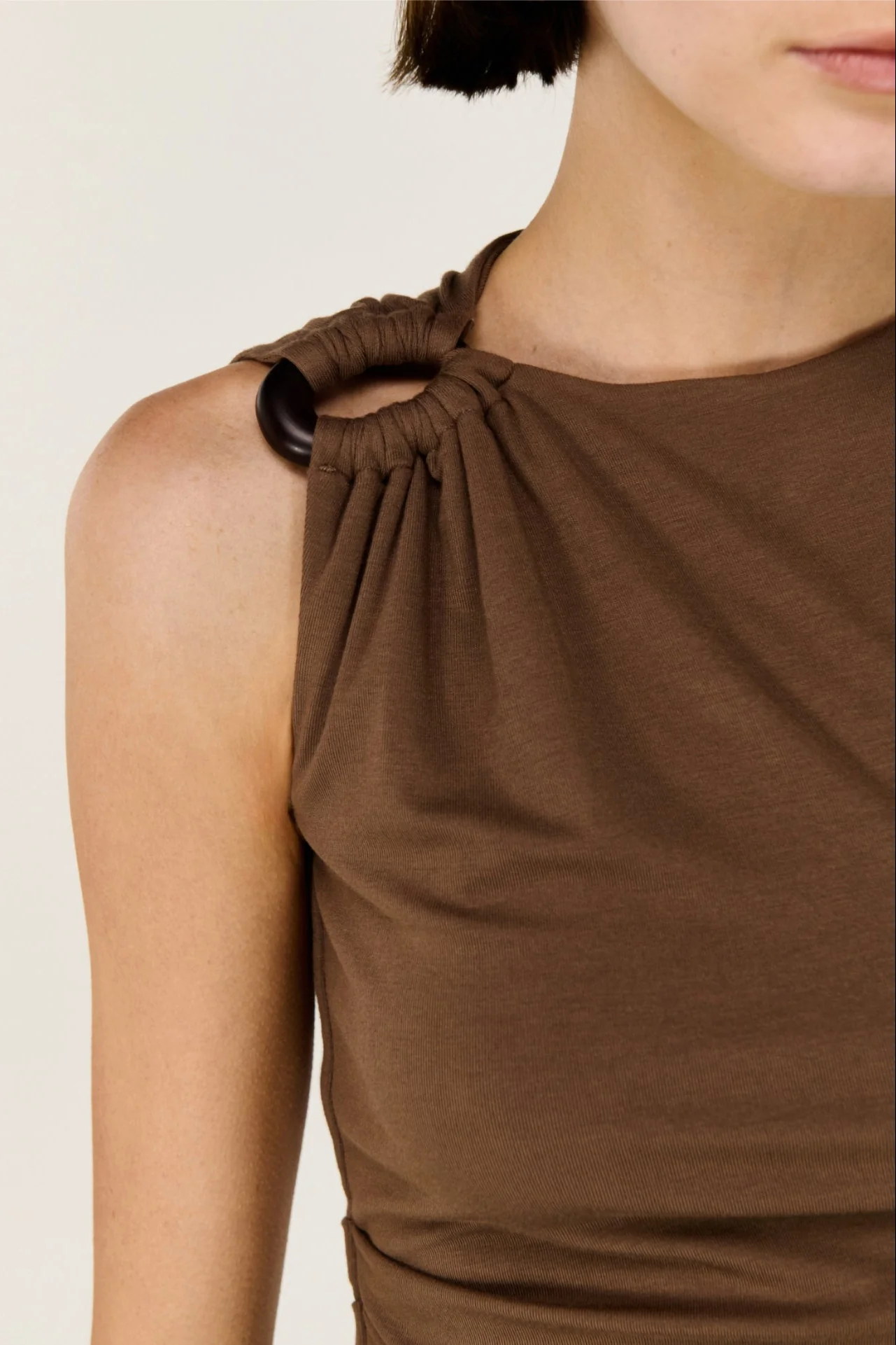 Blair Chocolate Hardware Feature Sleeveless Top - Image 3