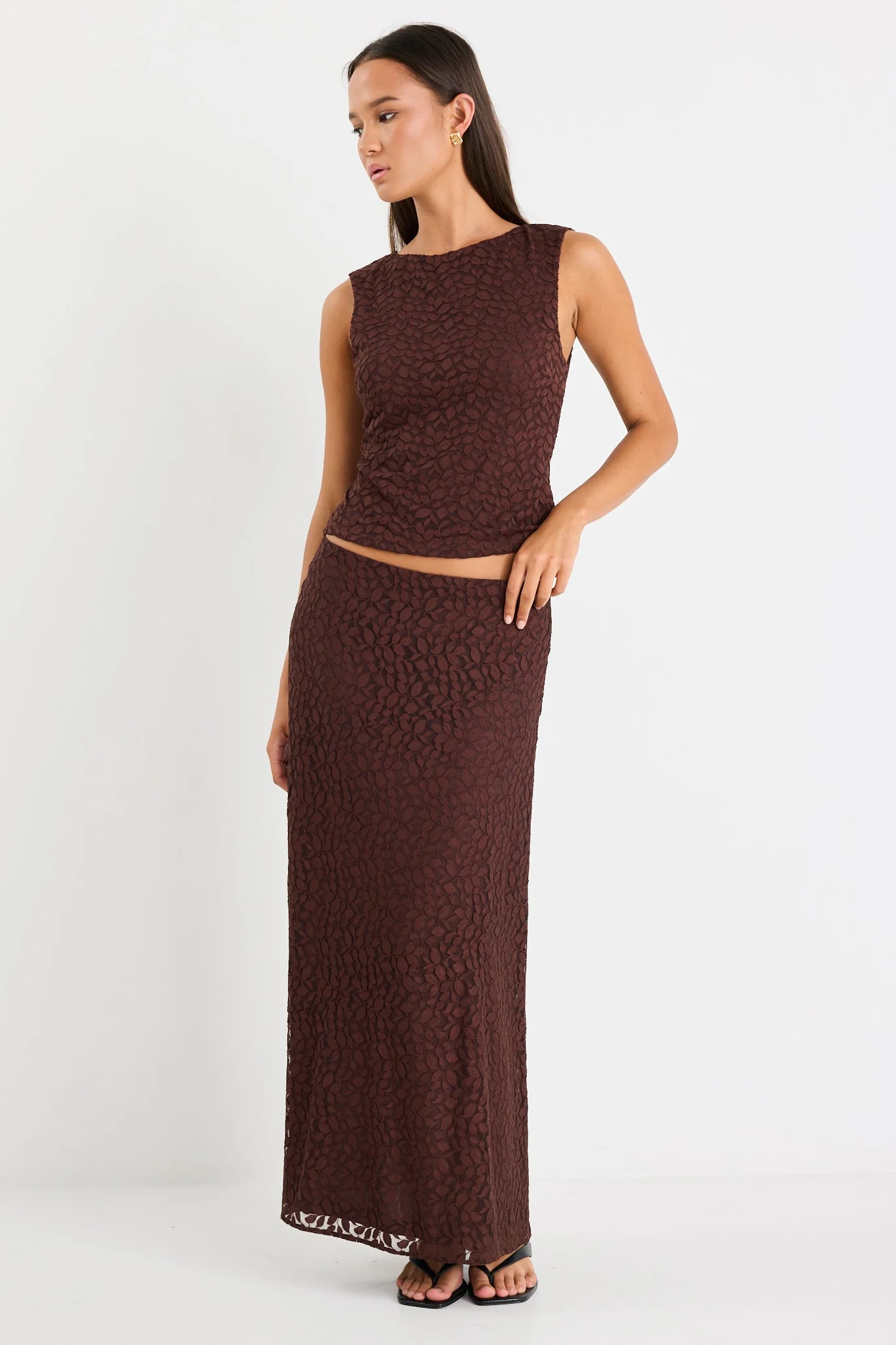 Breathless Chocolate Lace Sleeveless Top - Image 4