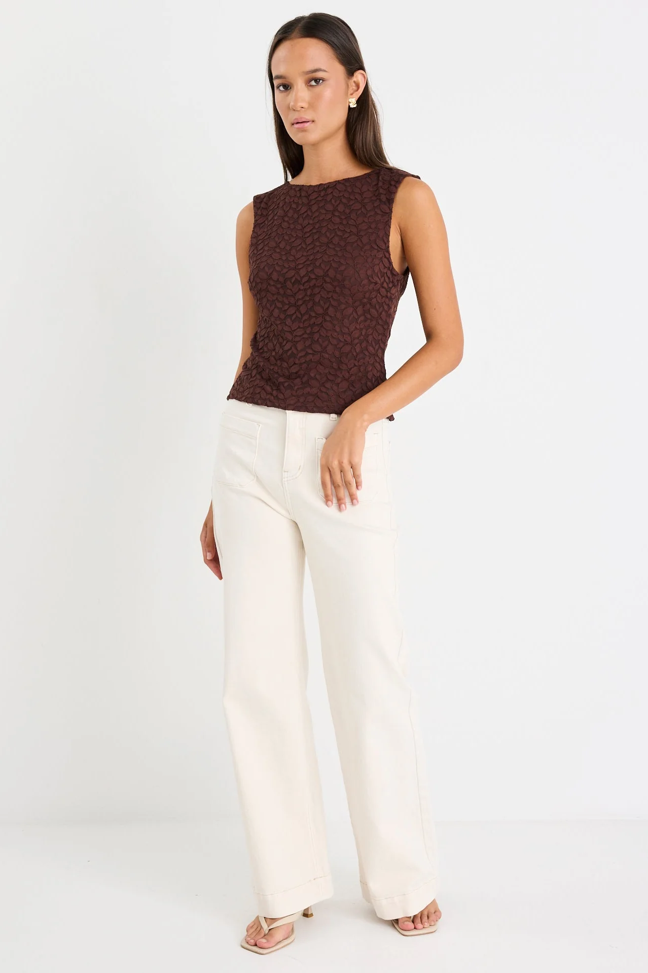 Breathless Chocolate Lace Sleeveless Top - Image 5