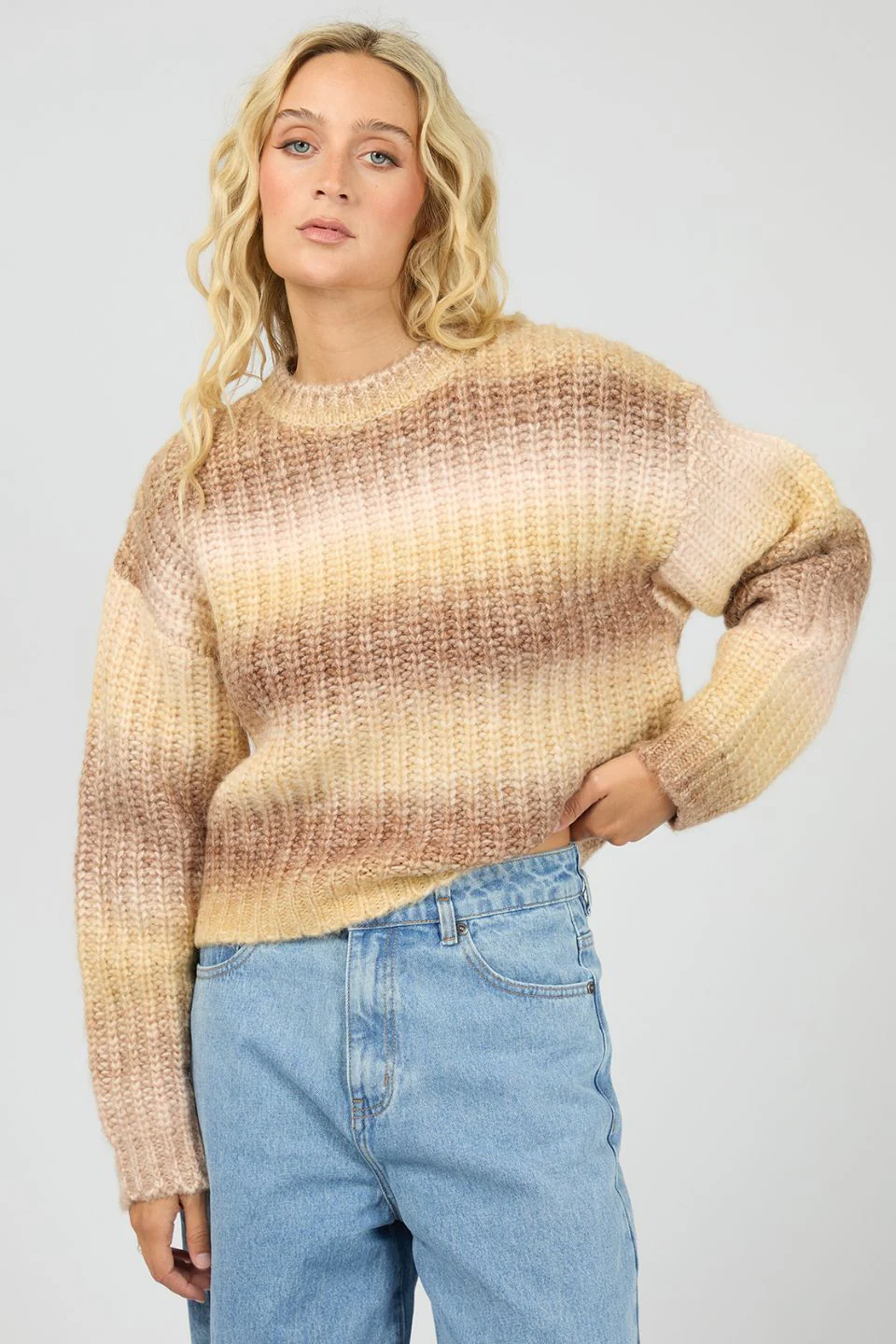 Bree Natural Multi Gradient Wool Blend Knit - Image 2