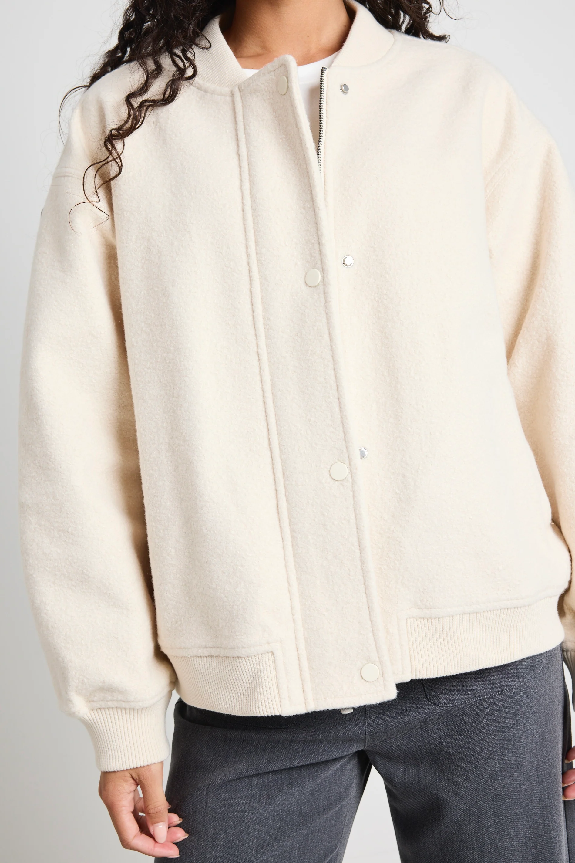 Brisk Bone Boucle Bomber Jacket - Image 2